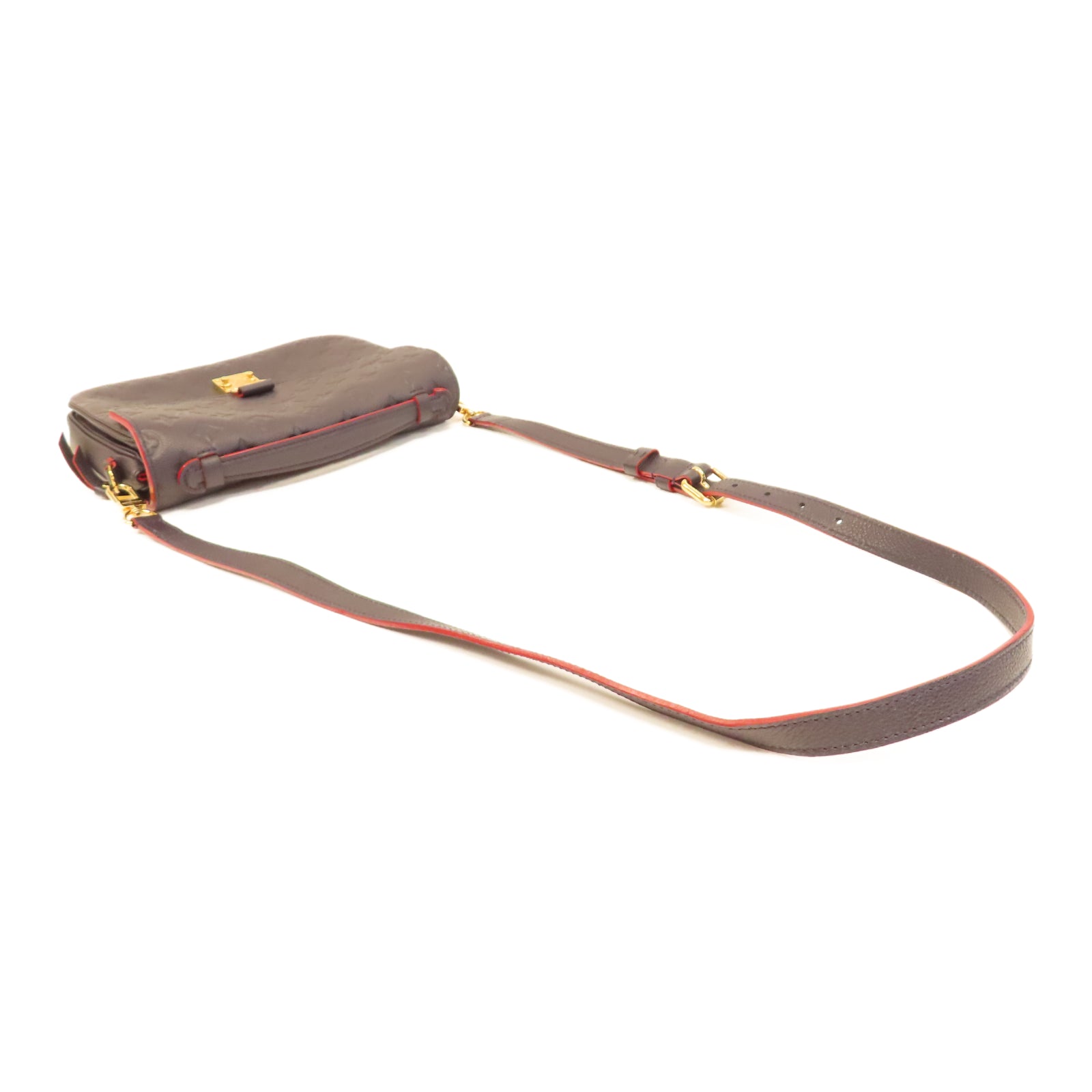 LOUIS VUITTON Monogram Empreinte Pochette Metis金扣手挽肩背兩用袋深藍色