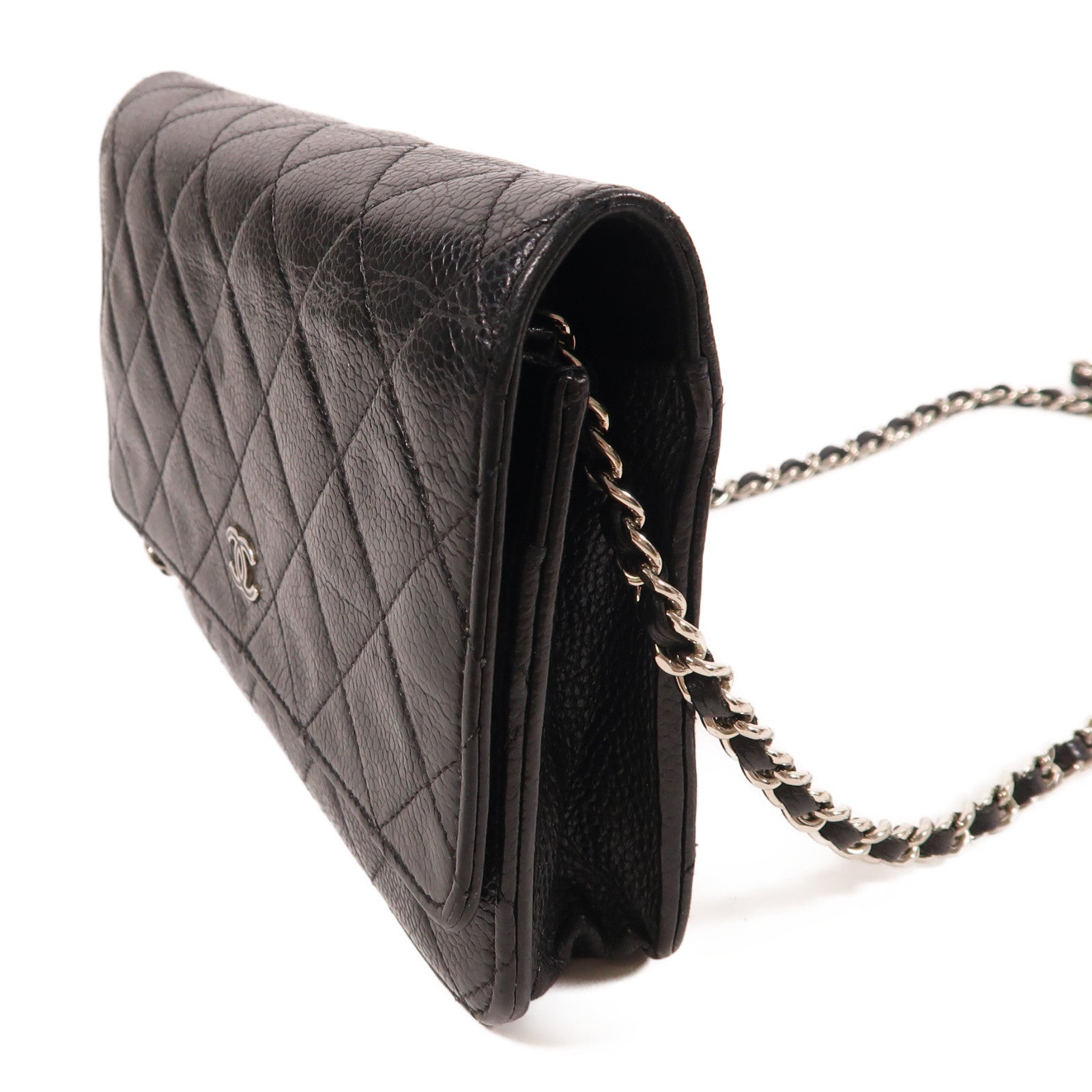 CHANEL 牛皮皮革WOC Wallet On Chain銀扣鏈帶肩背袋