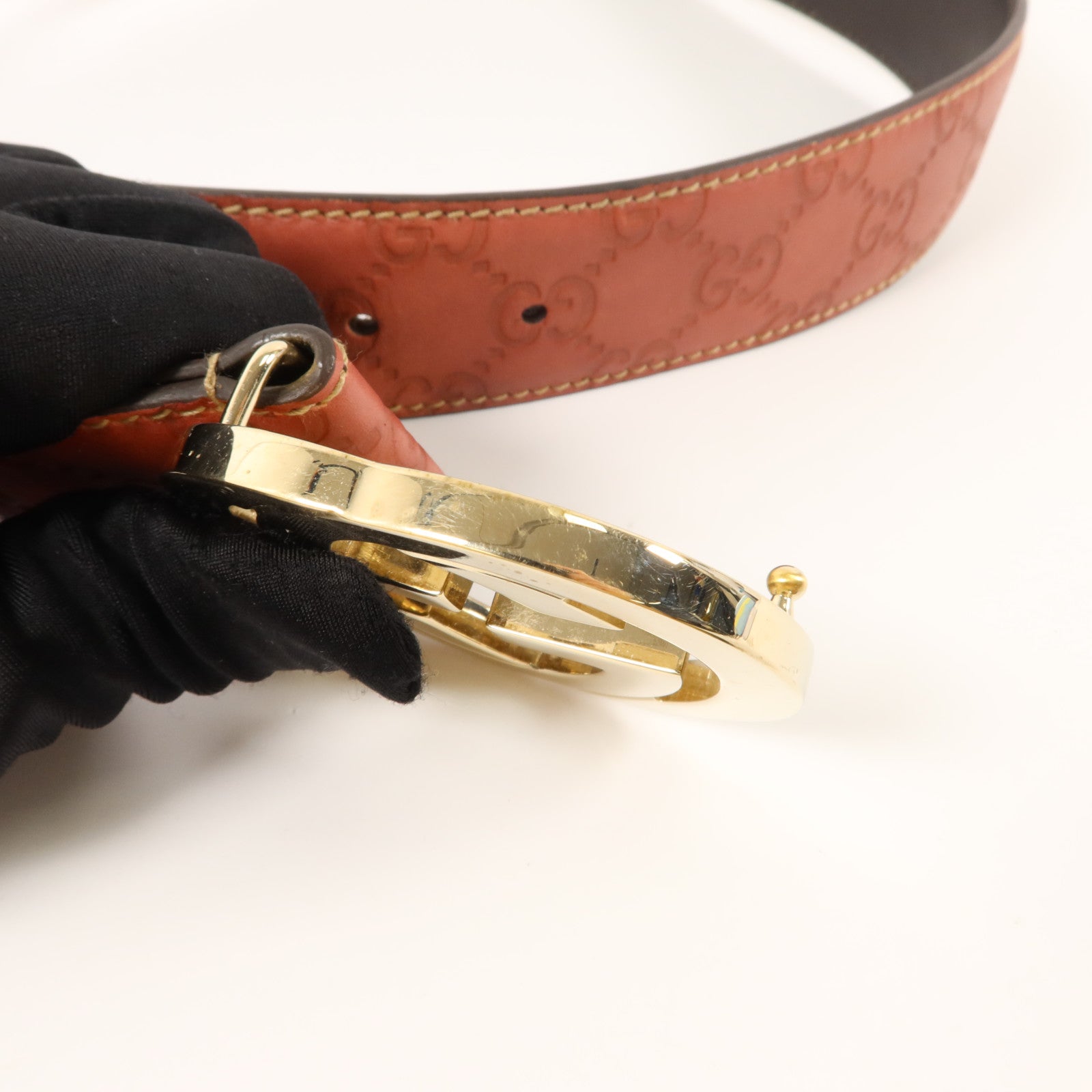 GUCCI 牛皮皮革Interlocking GG Belt 85cm皮帶