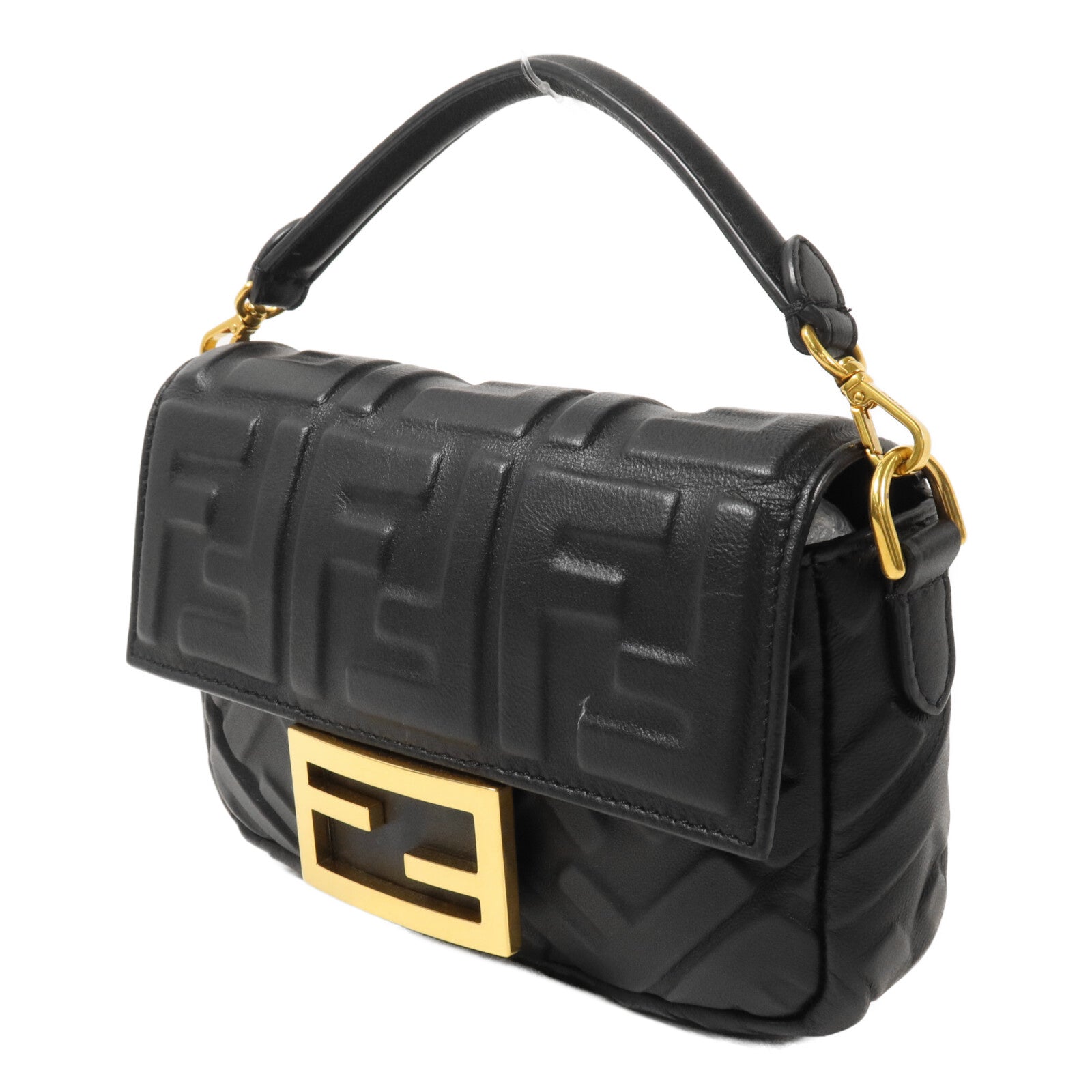 FENDI 牛皮皮革Baguette Mini鏈帶手挽肩背兩用袋