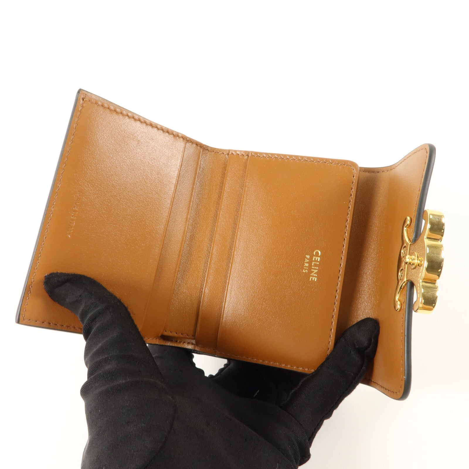 CELINE 塗層帆布Compact Wallet With Coin Triomphe錢包