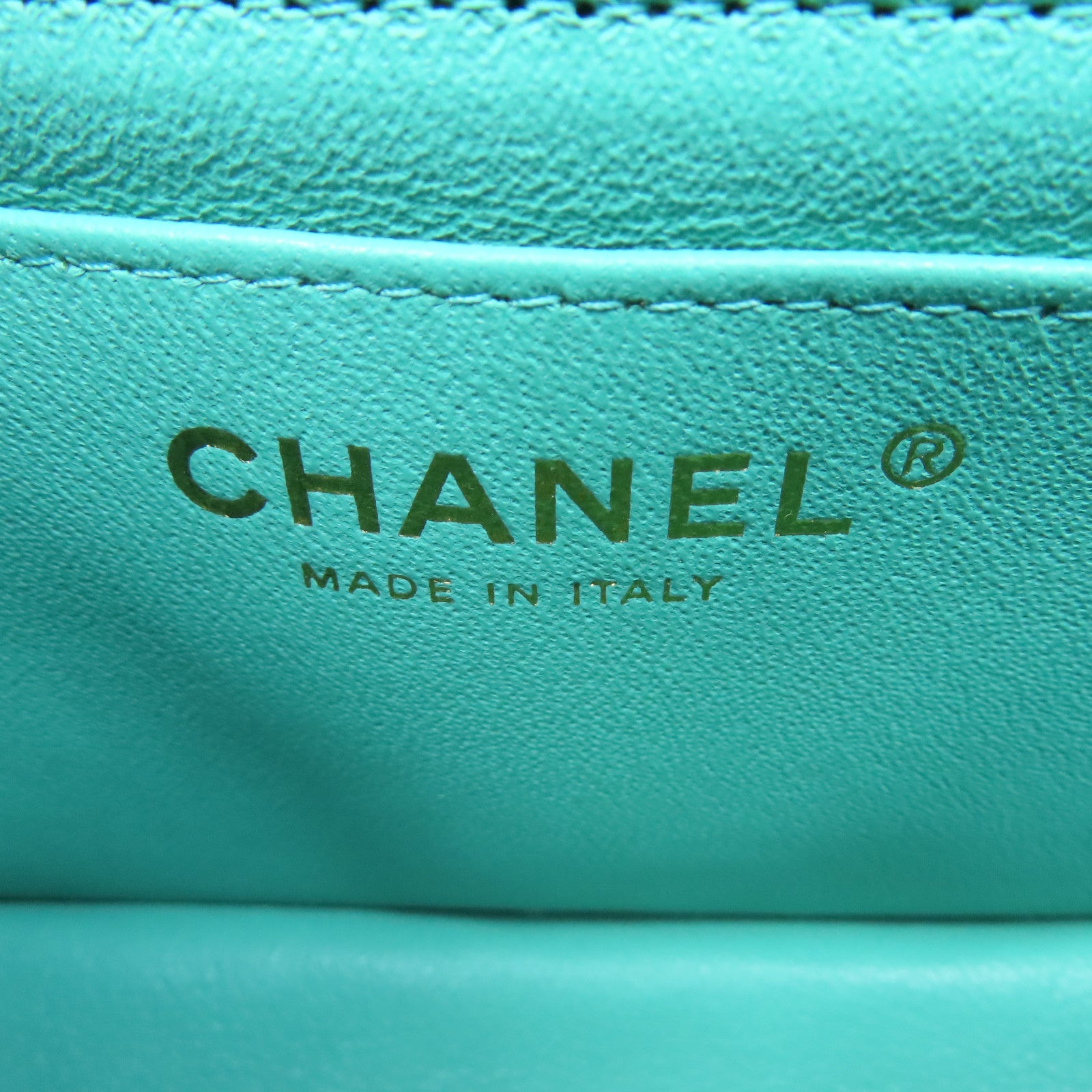 CHANEL 【激減優惠】菱格羊皮皮革Mini 20cm金扣鏈帶肩背袋綠色