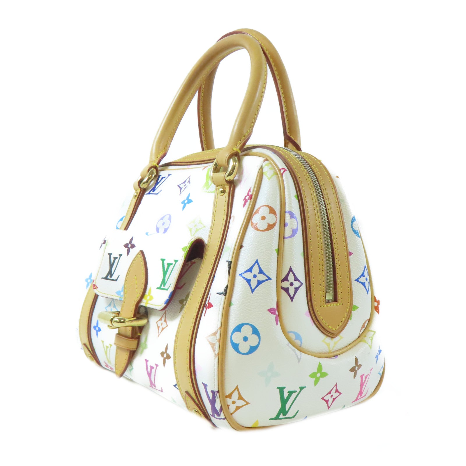 LOUIS VUITTON Monogram Multicolore Priscilla金扣手挽袋白色/彩色