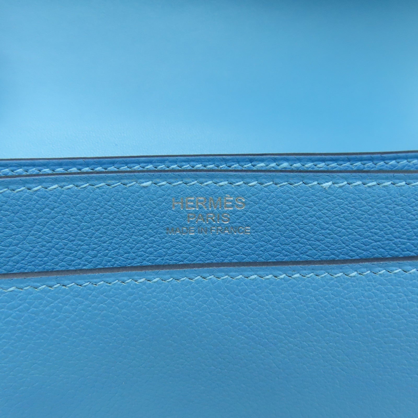 HERMES **【清倉大減價】Evercolor皮革2002銀扣肩背袋藍色