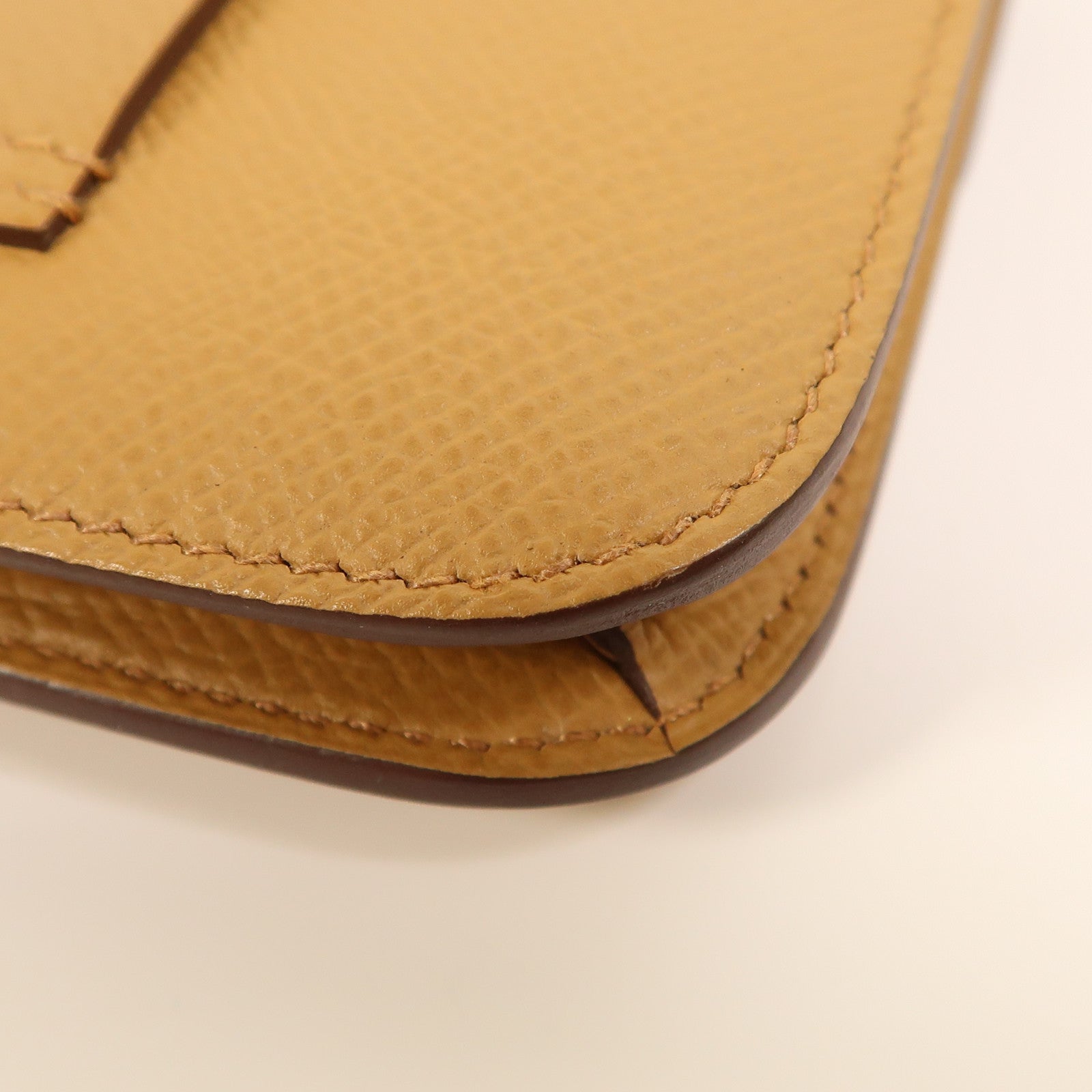 HERMES Epsom皮革Constance Slim銀扣錢包Biscuit