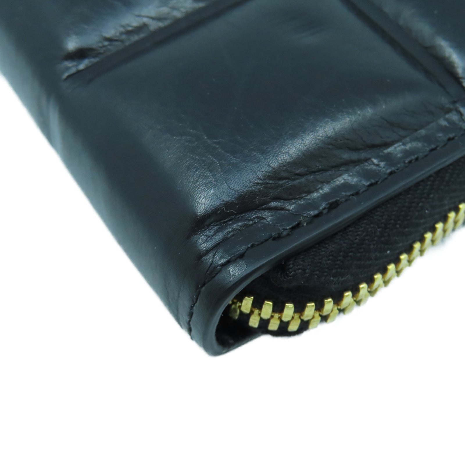 BOTTEGA VENETA 【激減優惠】牛皮皮革Zipper Long Wallet金扣長錢包黑色