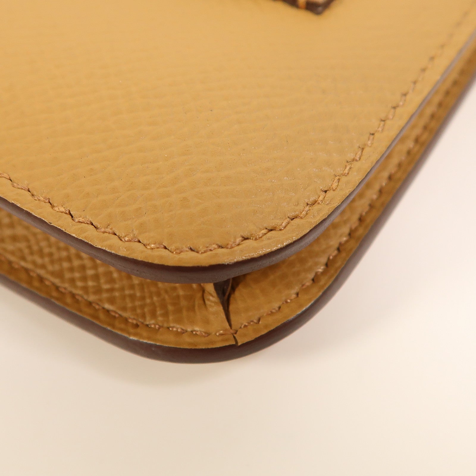 HERMES Epsom皮革Constance Slim銀扣錢包Biscuit