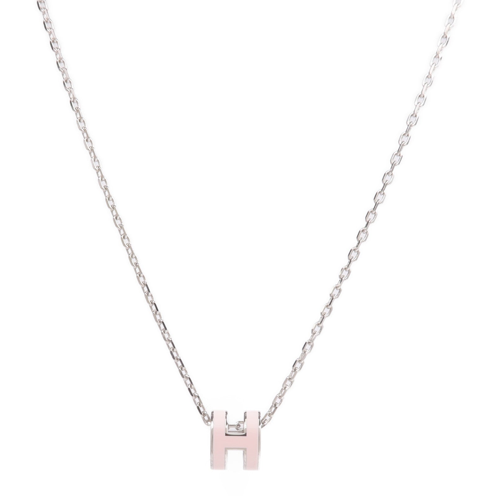HERMES 金屬Mini Pop H Necklace項鍊Rose Dragee