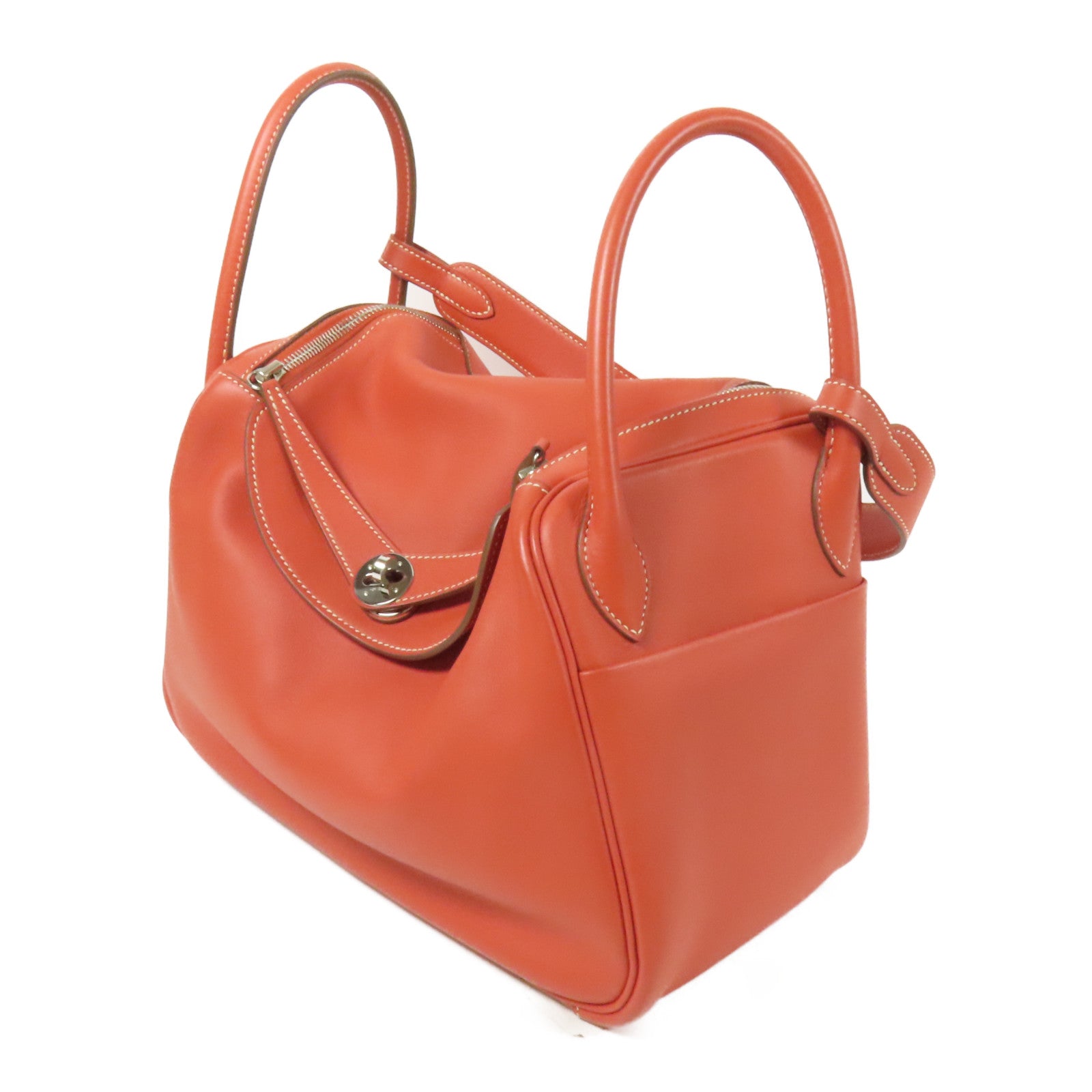 HERMES Swift皮革Lindy 30銀扣手挽肩背兩用袋Rose Jaipur