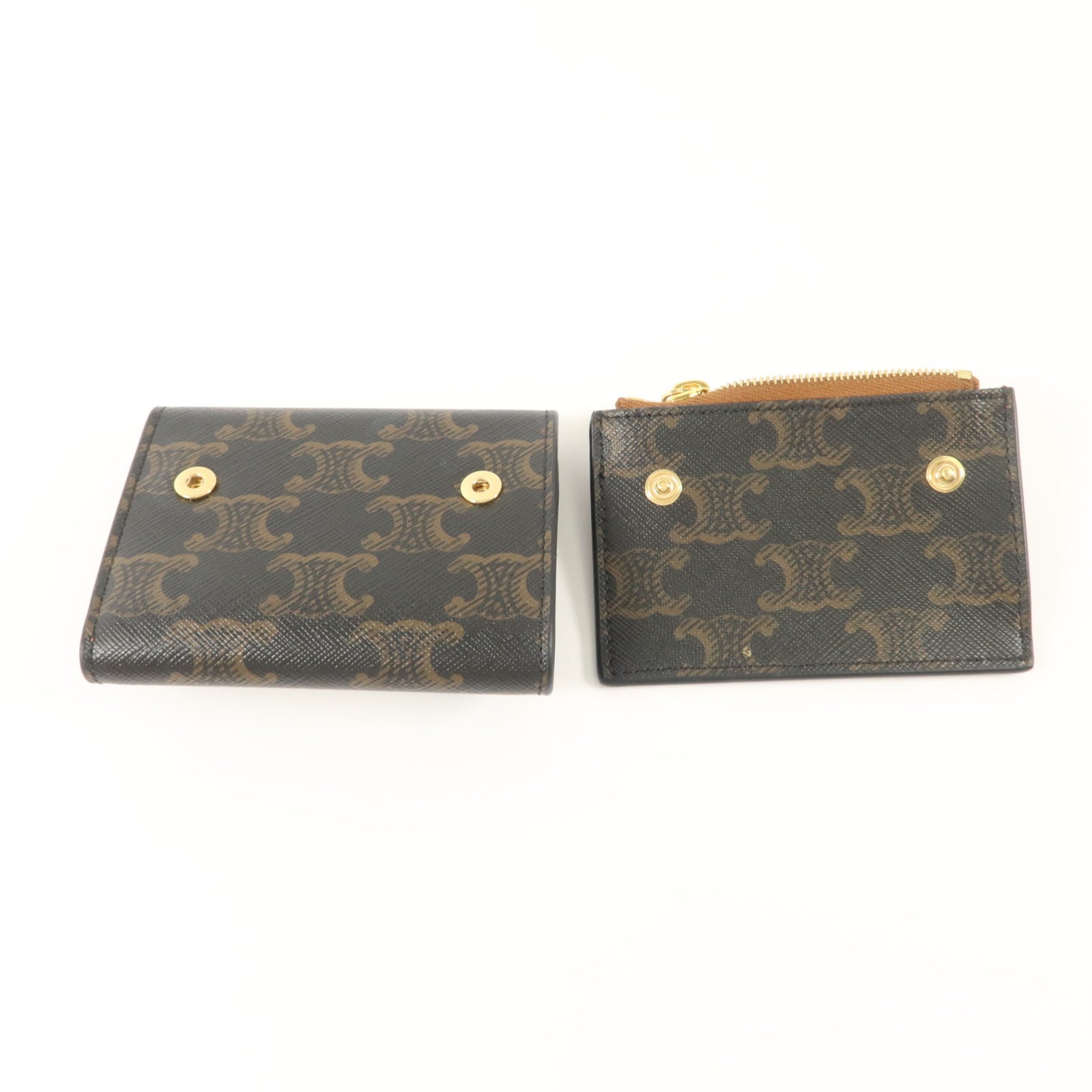 CELINE 塗層帆布Compact Wallet With Coin Triomphe錢包