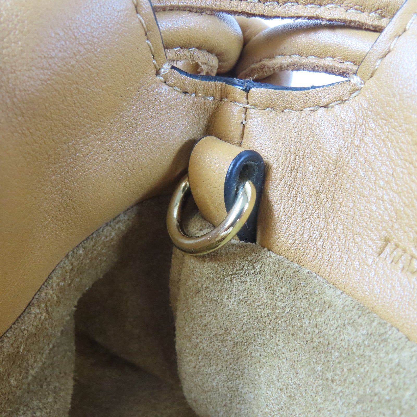 LOEWE 牛皮皮革Flamenco金扣肩背袋啡色