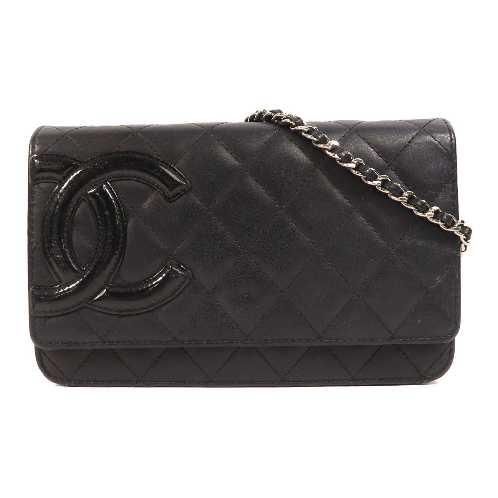 CHANEL 【激減優惠】羊皮皮革WOC Wallet On Chain銀扣鏈帶肩背袋