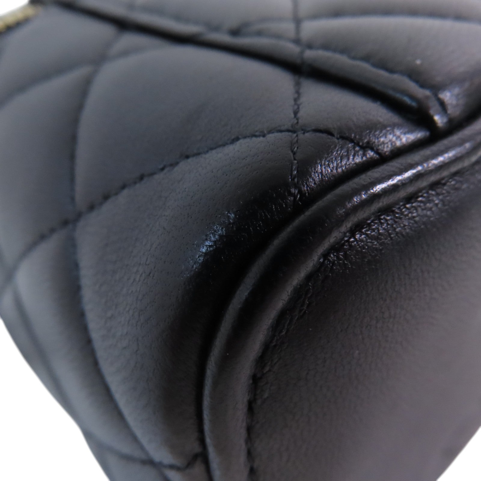 CHANEL 羊皮皮革Vanity Case金扣鏈帶手挽肩背兩用袋