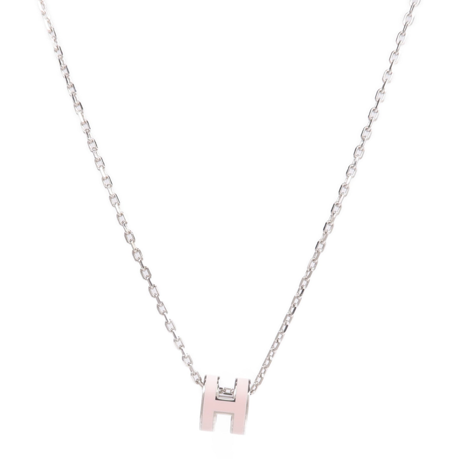 HERMES 金屬Mini Pop H Necklace項鍊Rose Dragee