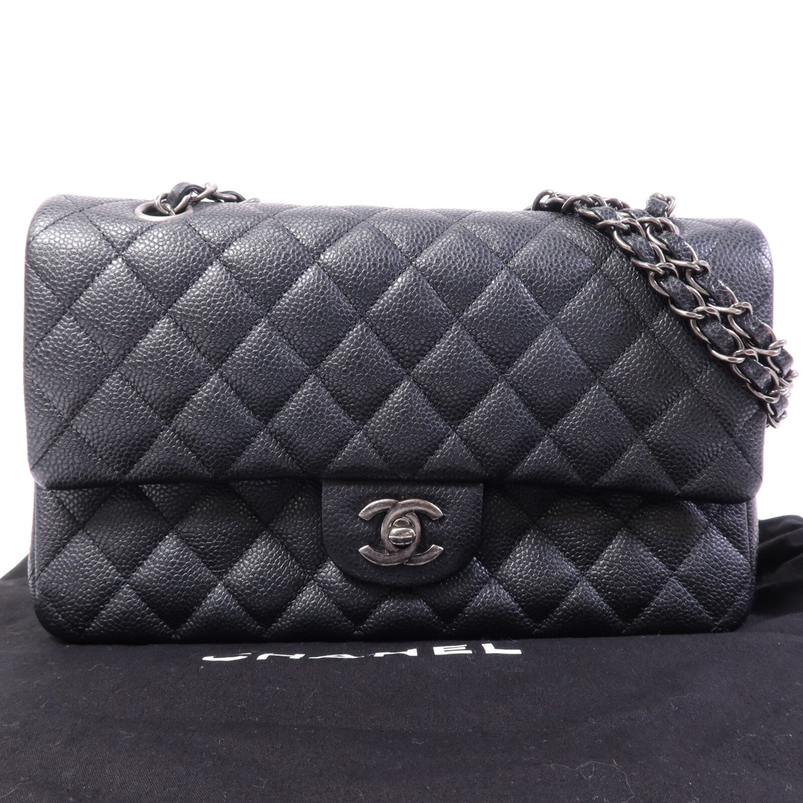 CHANEL 牛皮皮革Classic 25銀扣鏈帶肩背袋