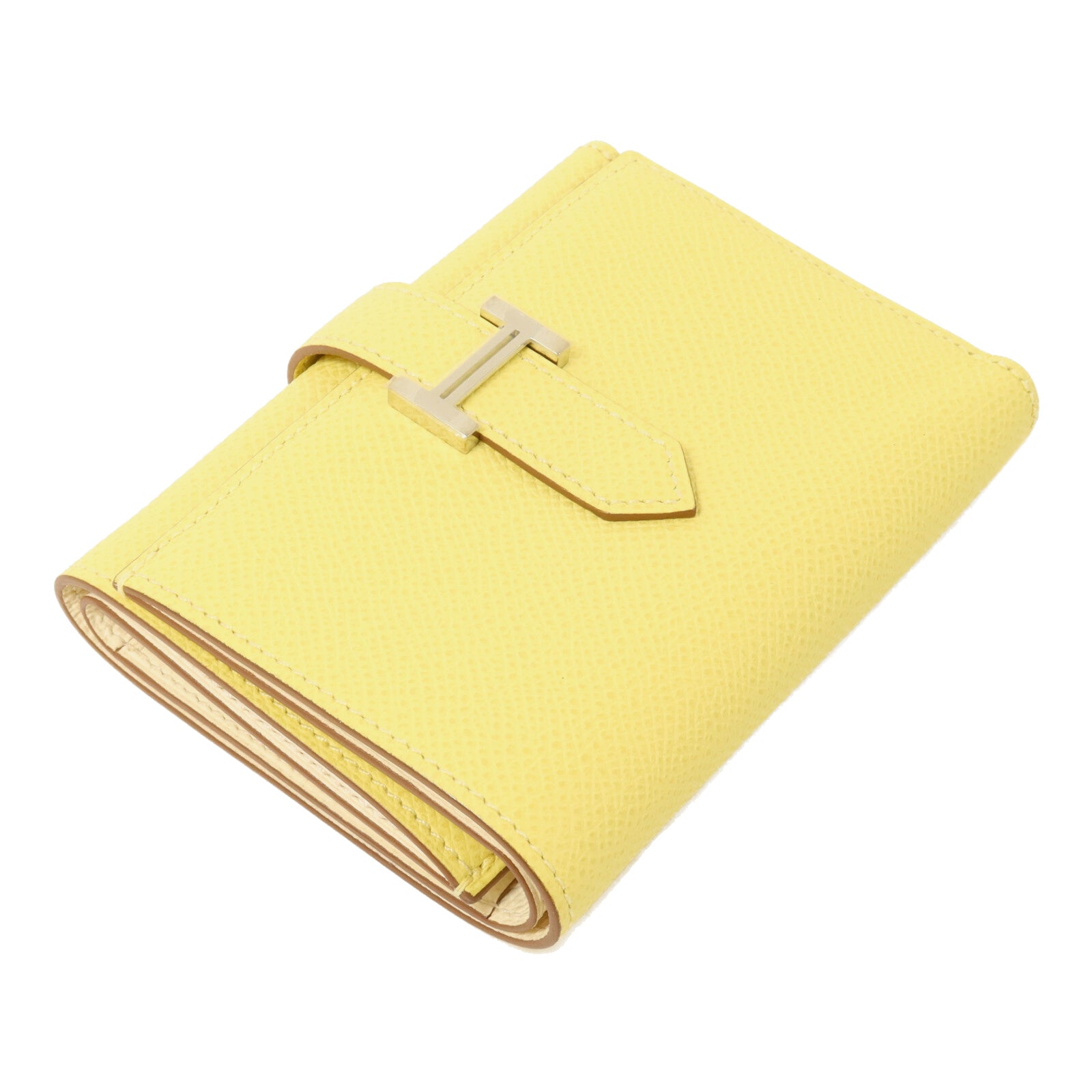 HERMES Epsom皮革Bearn Verso錢包Jaune Poussin/Craie