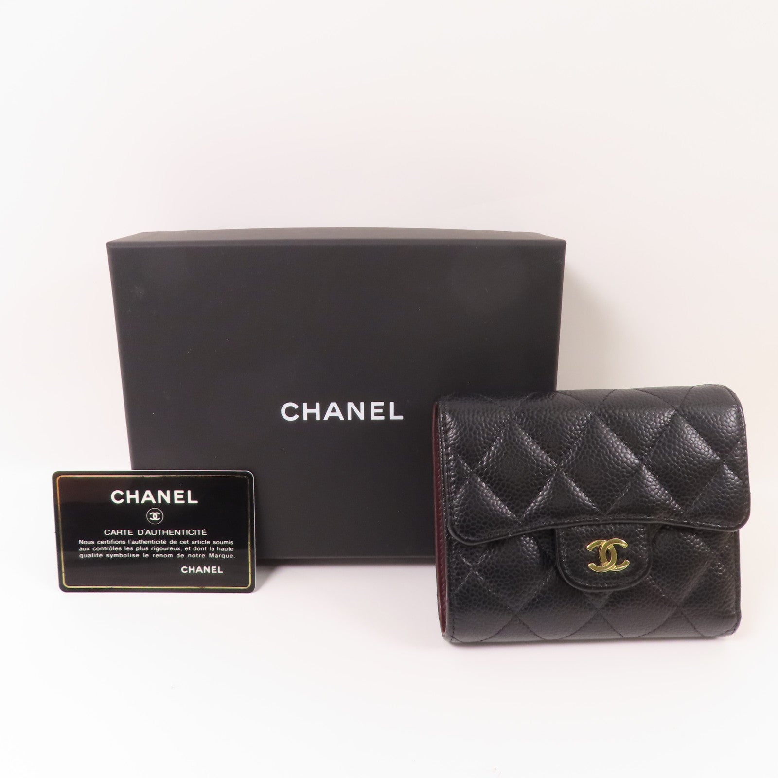 CHANEL 牛皮皮革Small Flap Wallet金扣短錢包