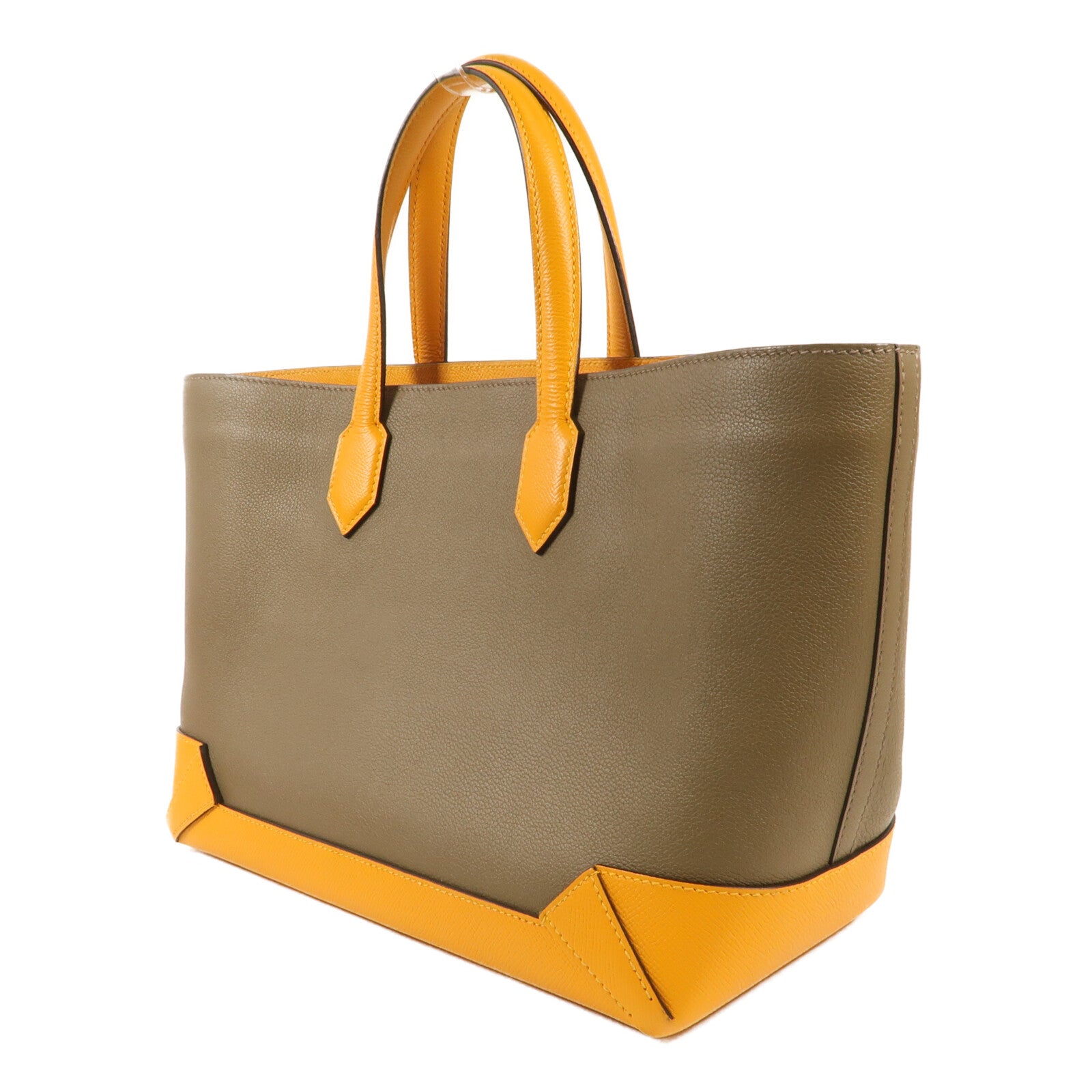HERMES Epsom皮革Maxibox Cabas 30手挽袋Origan/Jaune D'or