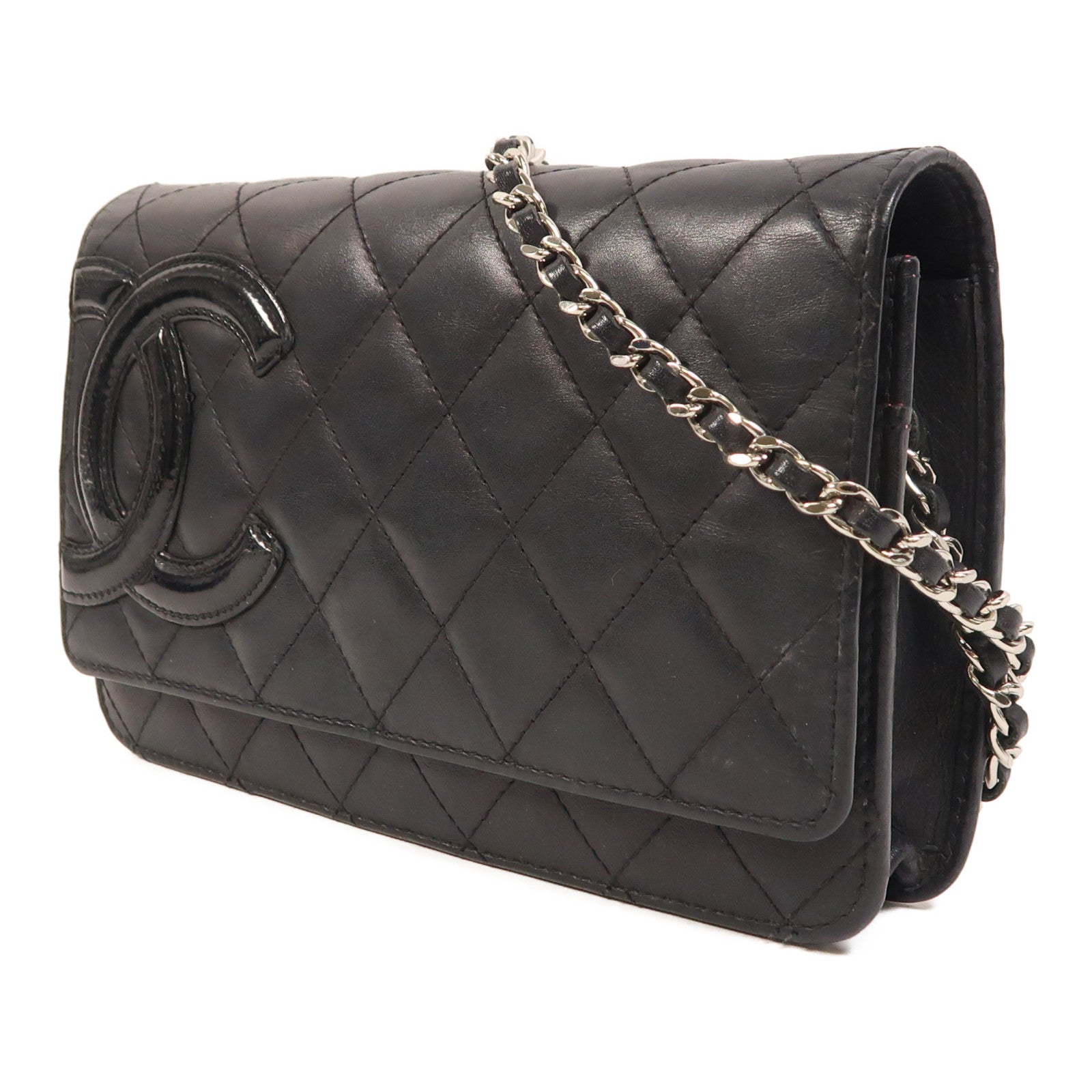 CHANEL 【激減優惠】羊皮皮革WOC Wallet On Chain銀扣鏈帶肩背袋