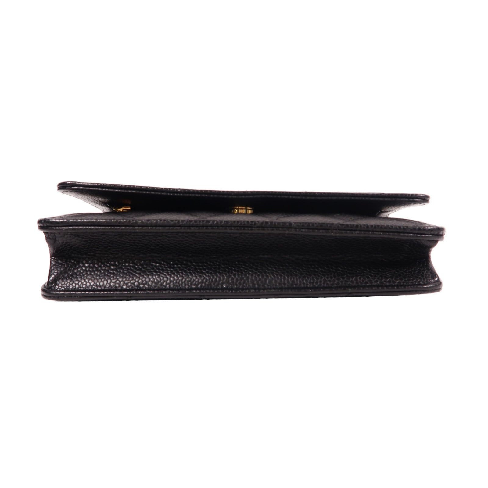 CHANEL 菱格Caviar皮革Wallet On Chain金扣鏈帶肩背袋黑色