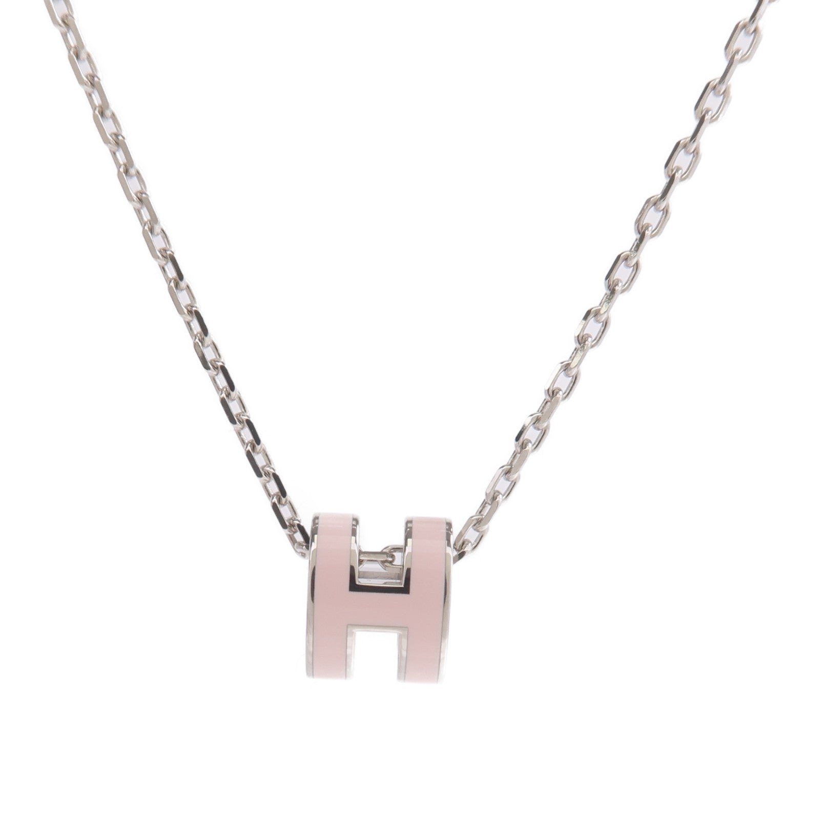 HERMES 金屬Mini Pop H Necklace項鍊Rose Dragee
