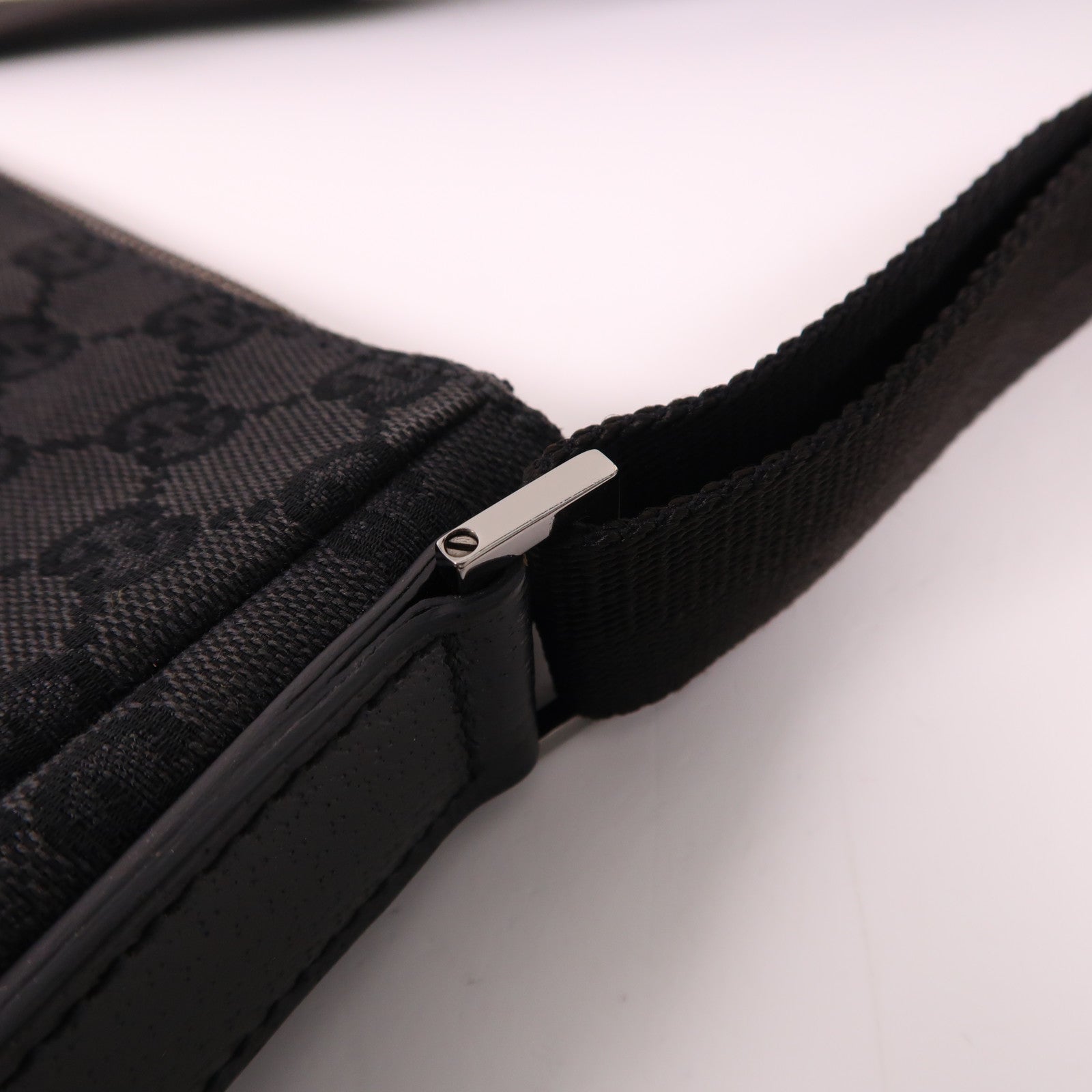 GUCCI 帆布Shoulder Bag銀扣肩背袋