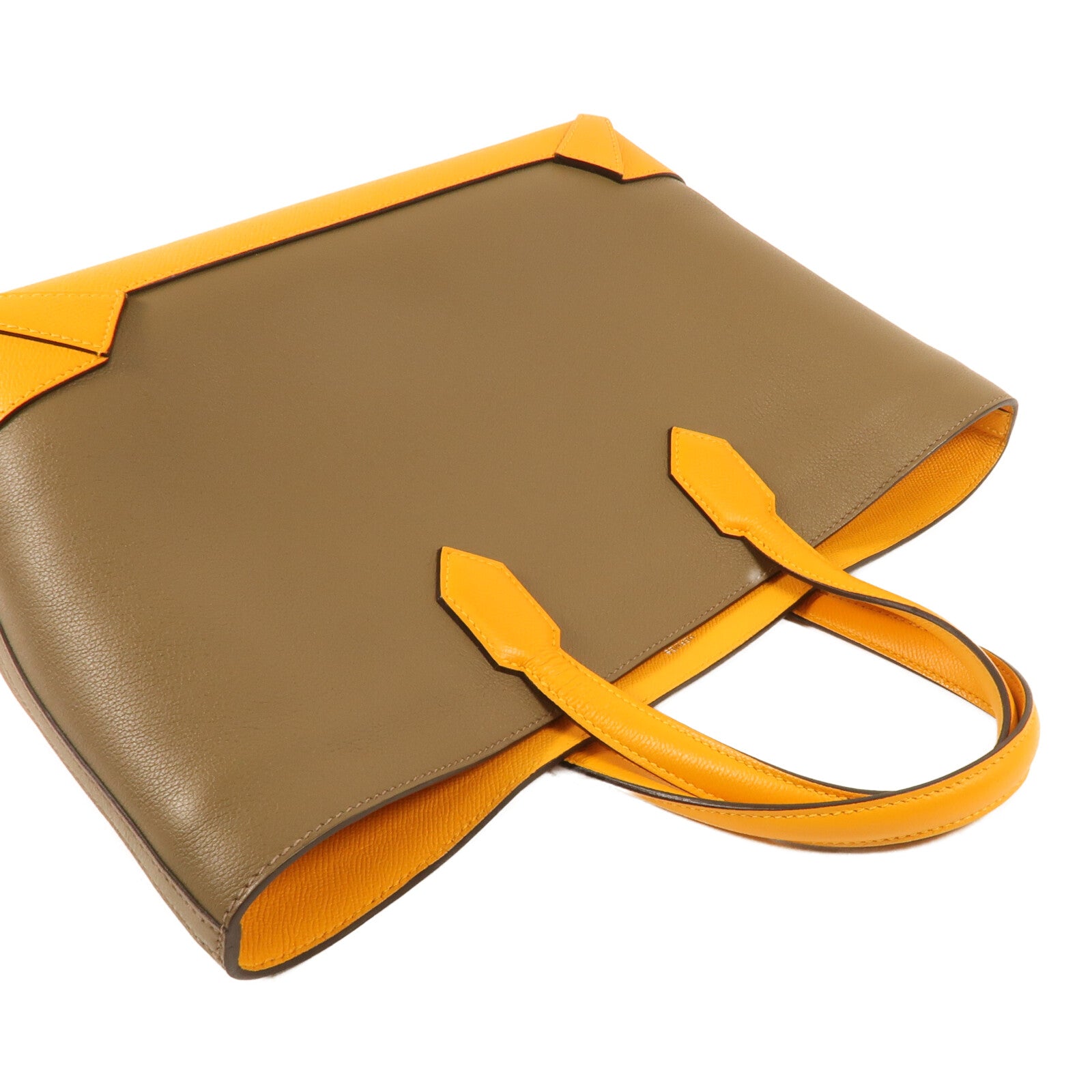HERMES Epsom皮革Maxibox Cabas 30手挽袋Origan/Jaune D'or