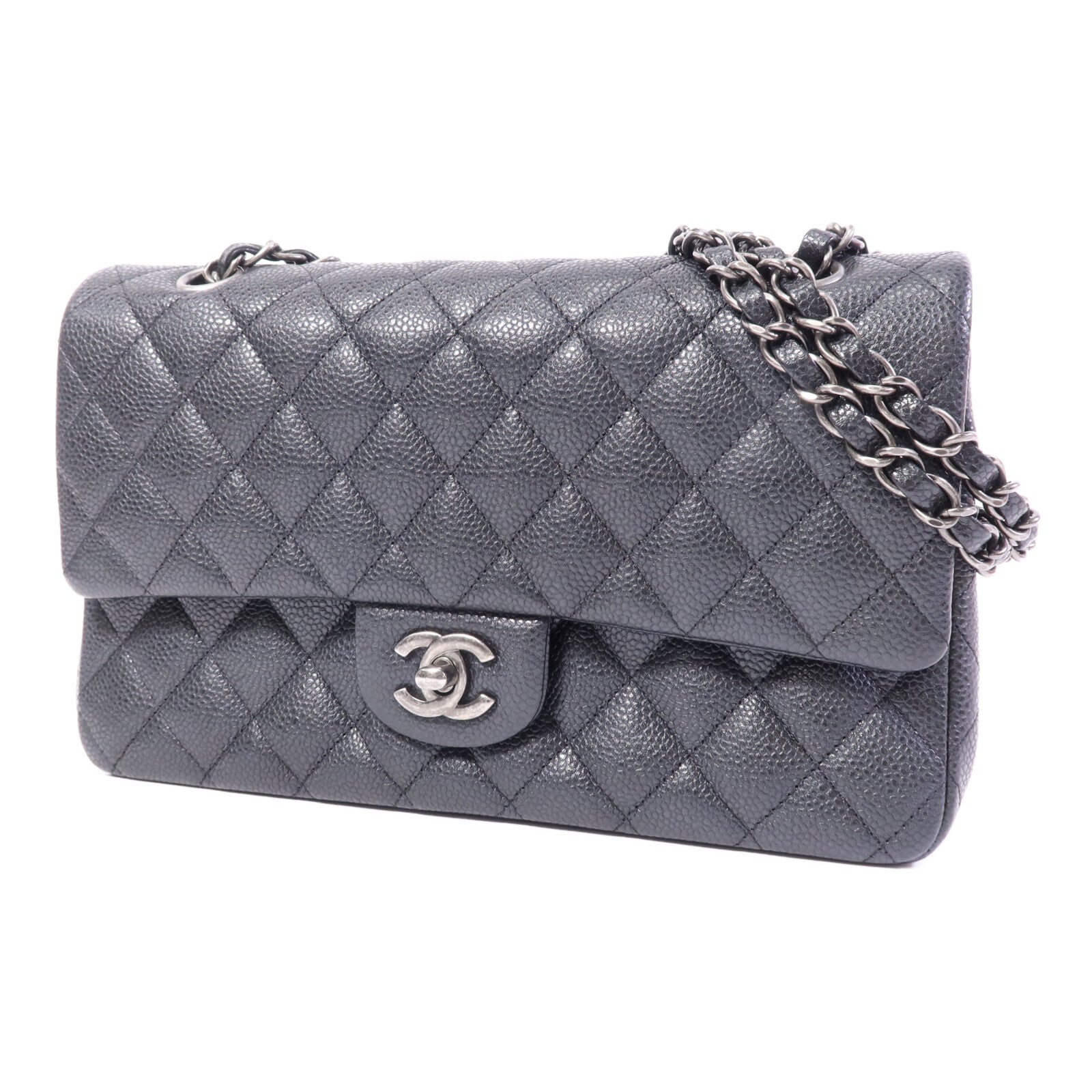 CHANEL 牛皮皮革Classic 25銀扣鏈帶肩背袋