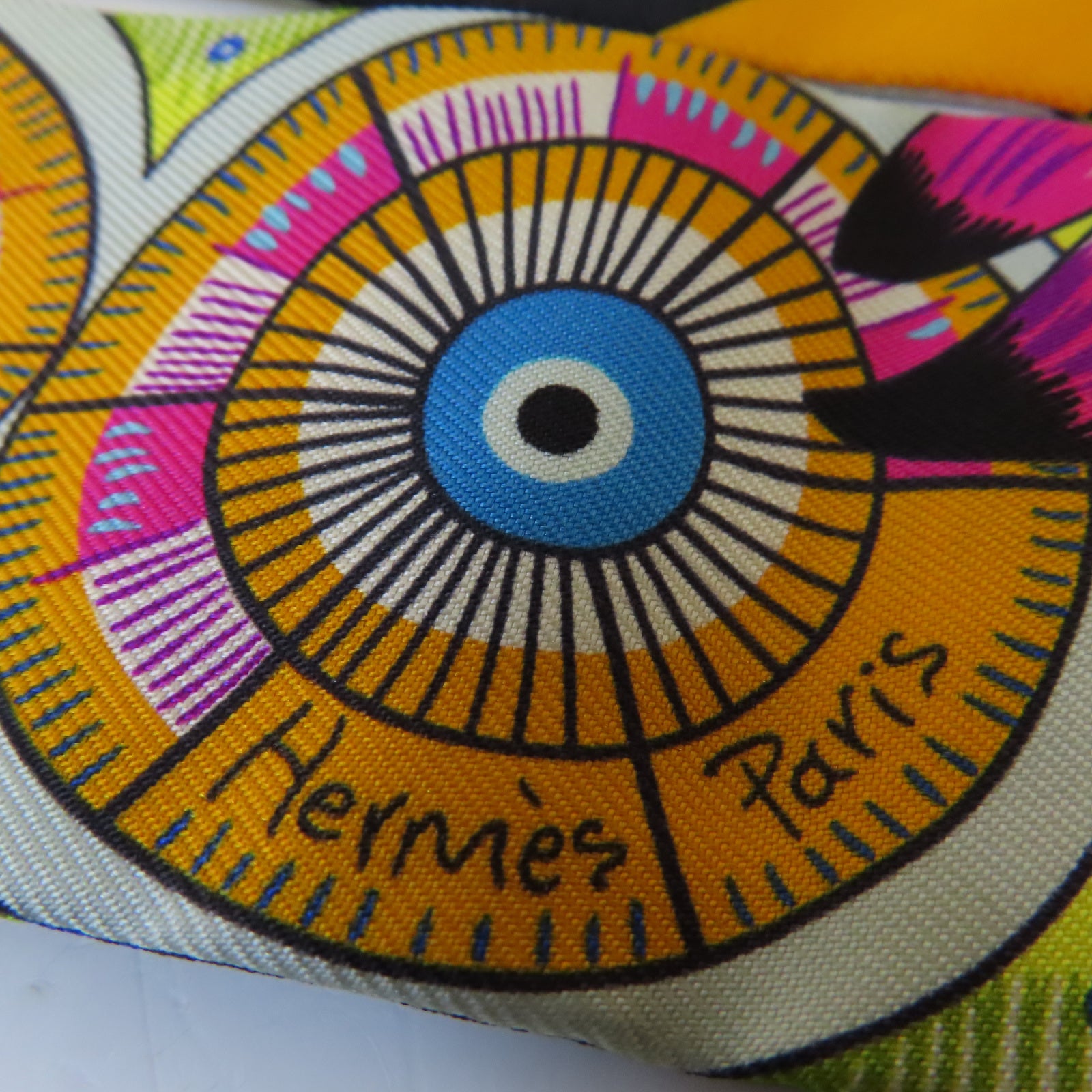 HERMES 絲質Twilly絲巾黑色/彩色