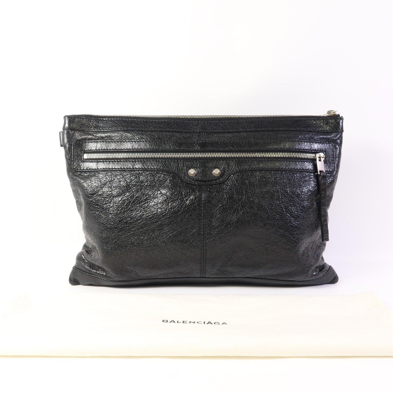 BALENCIAGA 牛皮皮革Classic City Large Pouch銀扣手拿包