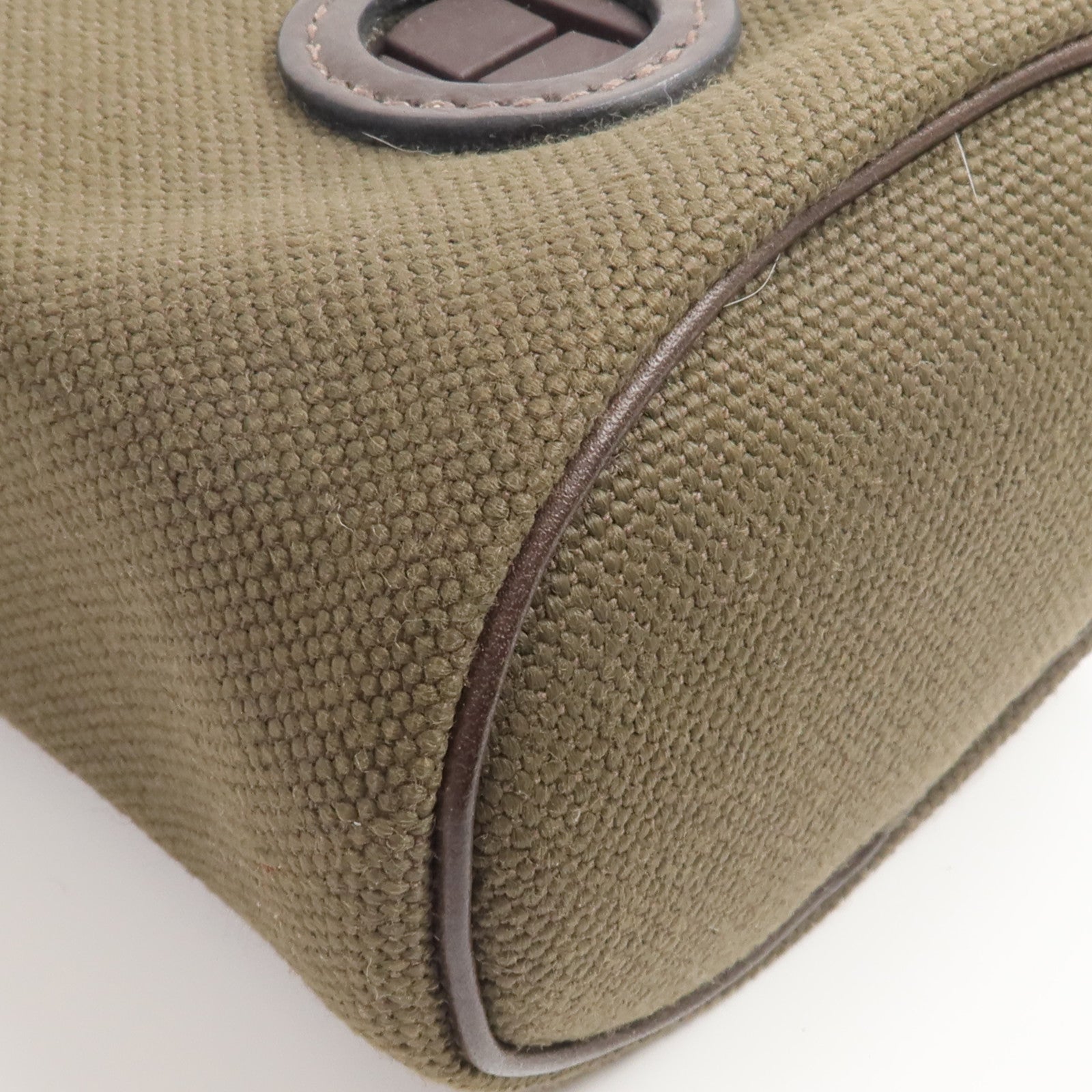 HERMES Barenia皮革/帆布On-The-Go Dog Pouch手拿包Kaki/Feu