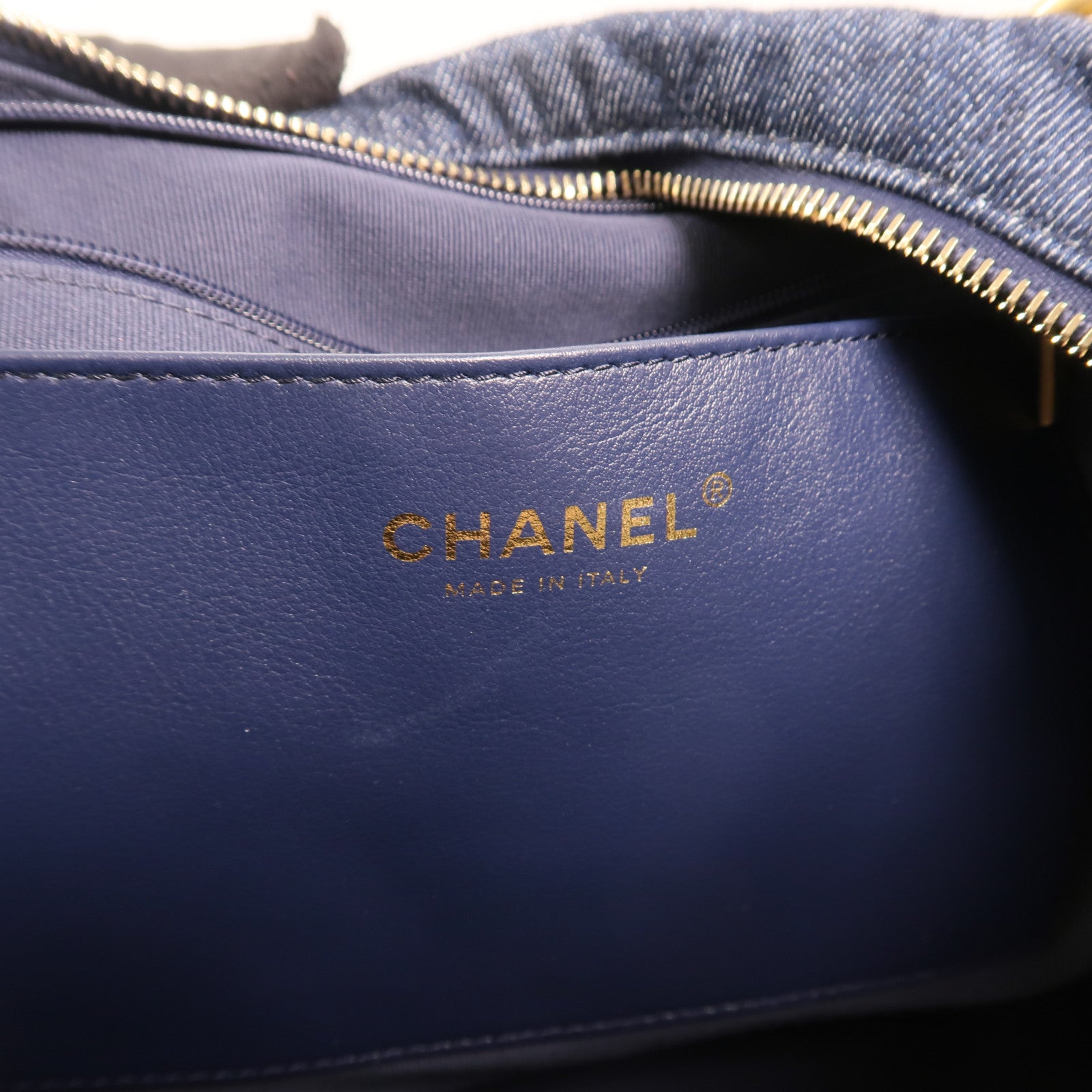 CHANEL 牛仔布C25 Hobo金扣鏈帶肩背袋