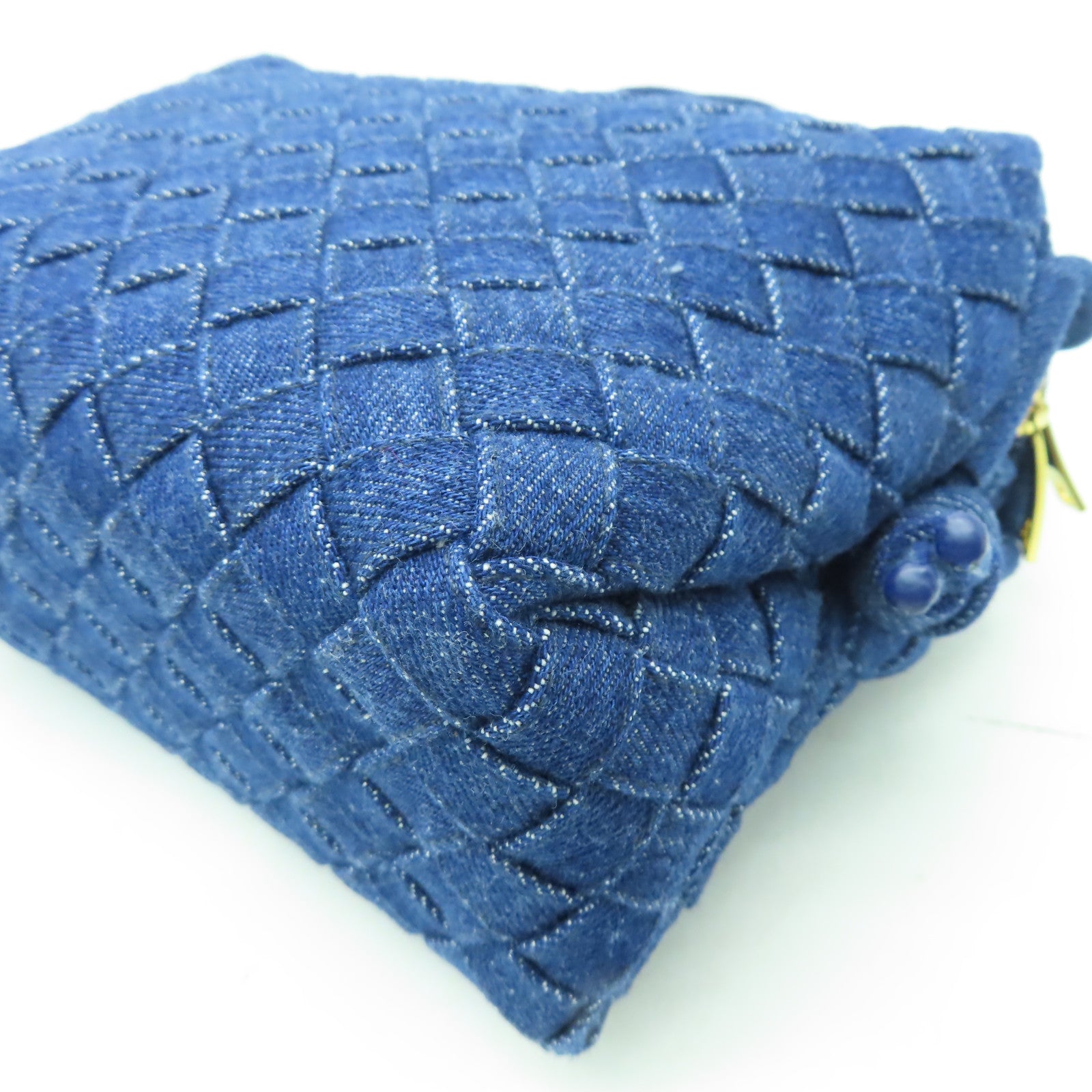 BOTTEGA VENETA 牛仔布料Small Loop Camera Bag金扣肩背袋藍色