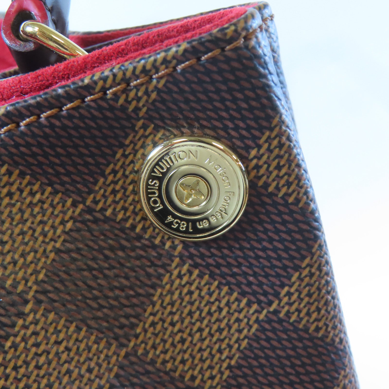 LOUIS VUITTON Damier Caissa Hobo金扣肩背袋啡色