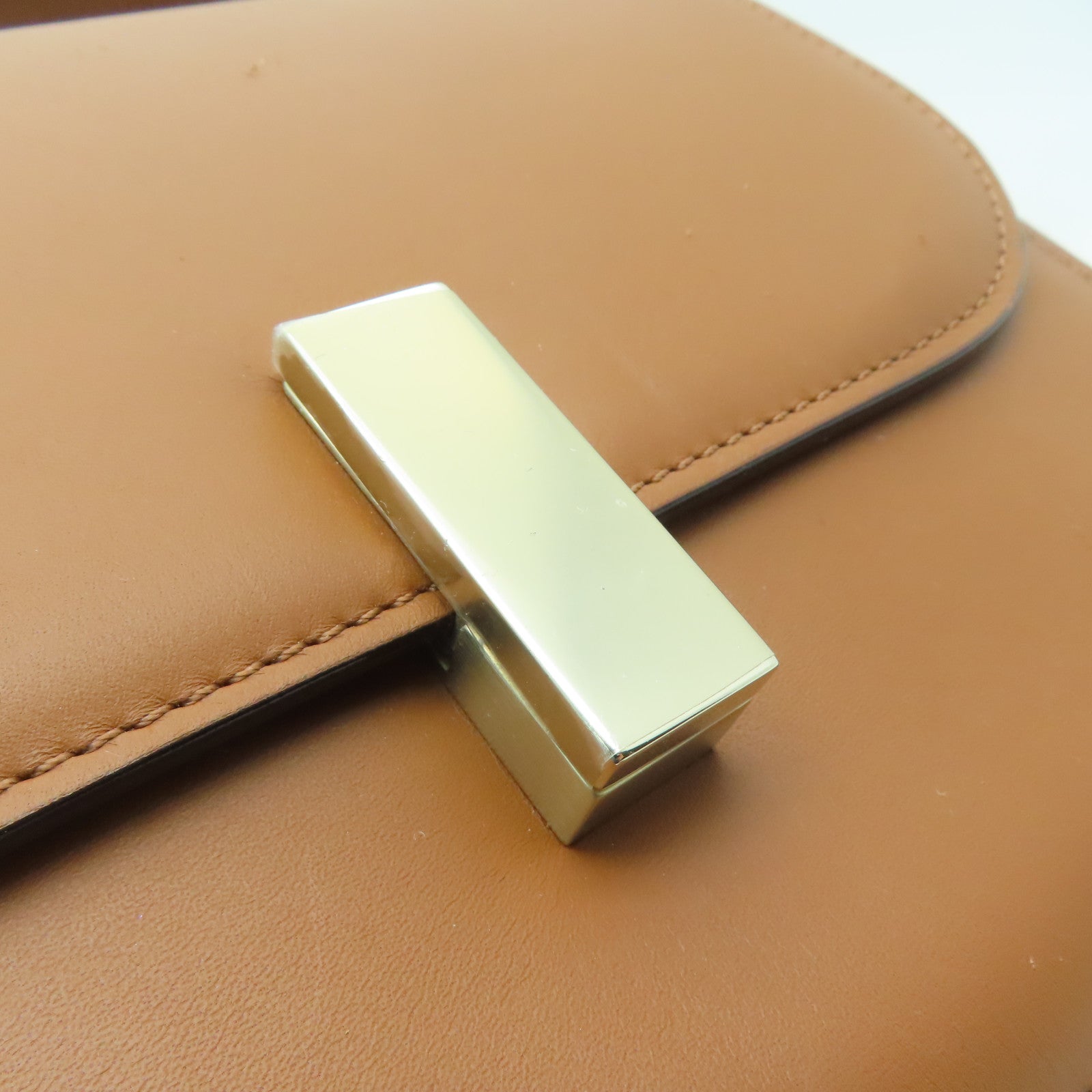 Valextra 【激減優惠】牛皮皮革Iside Crossbody 2Way Shoulder Bag金扣手挽肩背兩用袋棕色