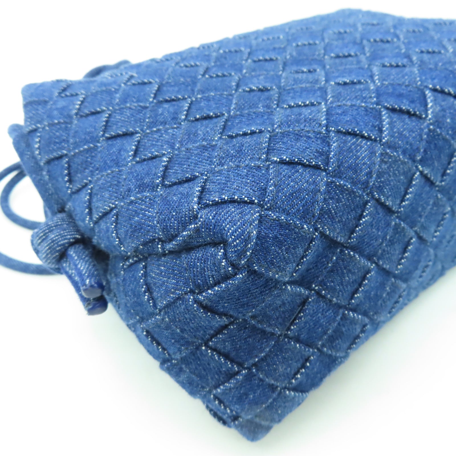 BOTTEGA VENETA 牛仔布料Small Loop Camera Bag金扣肩背袋藍色