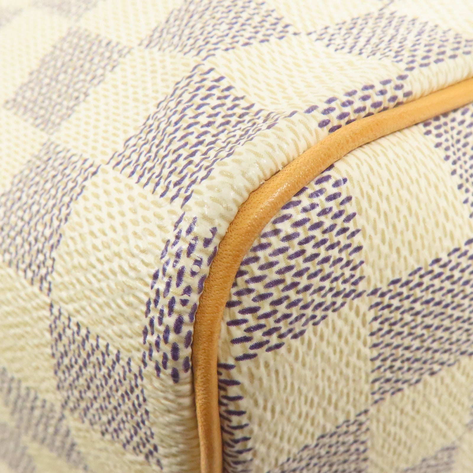 LOUIS VUITTON Damier Azur Speedy 25金扣手挽袋白色