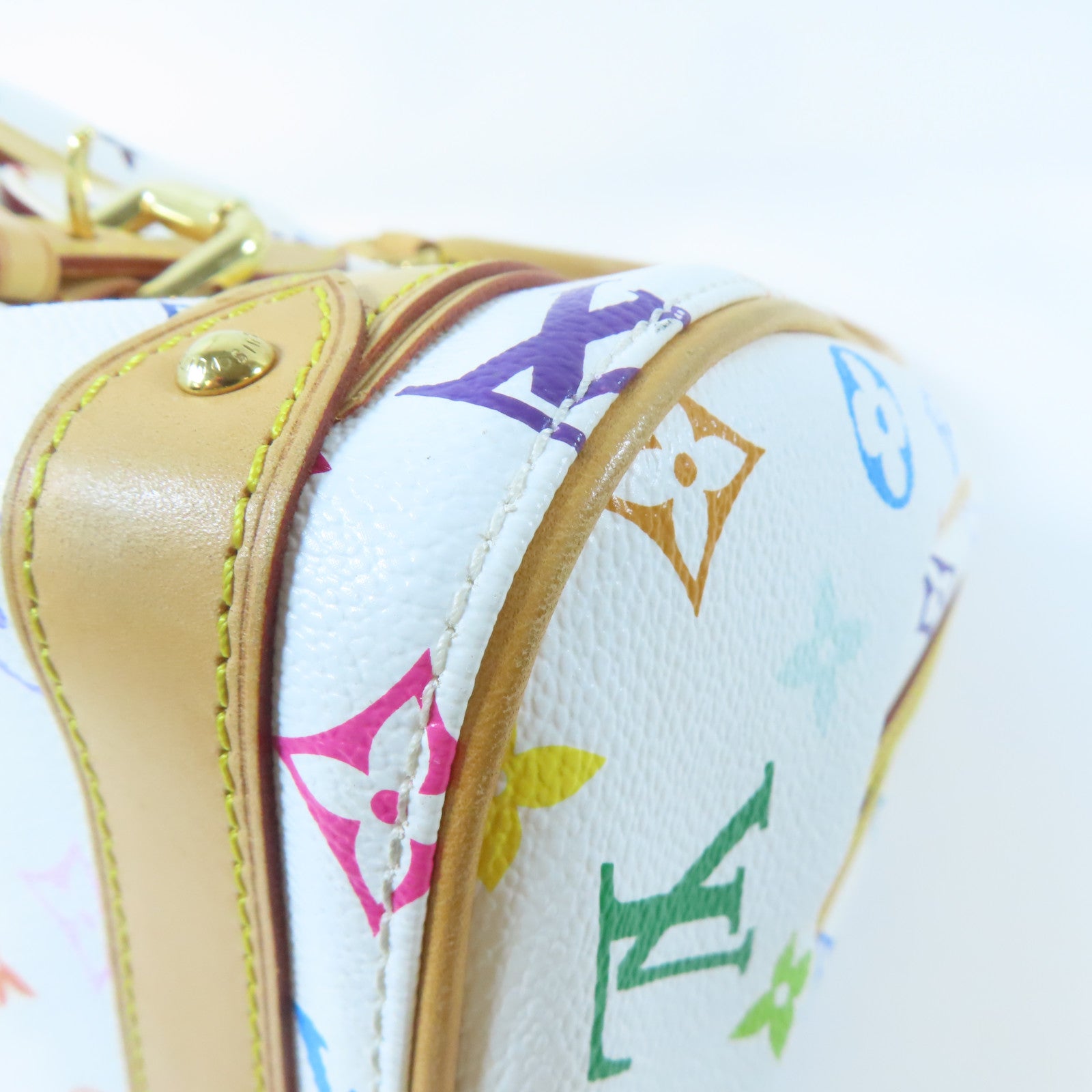 LOUIS VUITTON Monogram Multicolore Priscilla金扣手挽袋白色/彩色