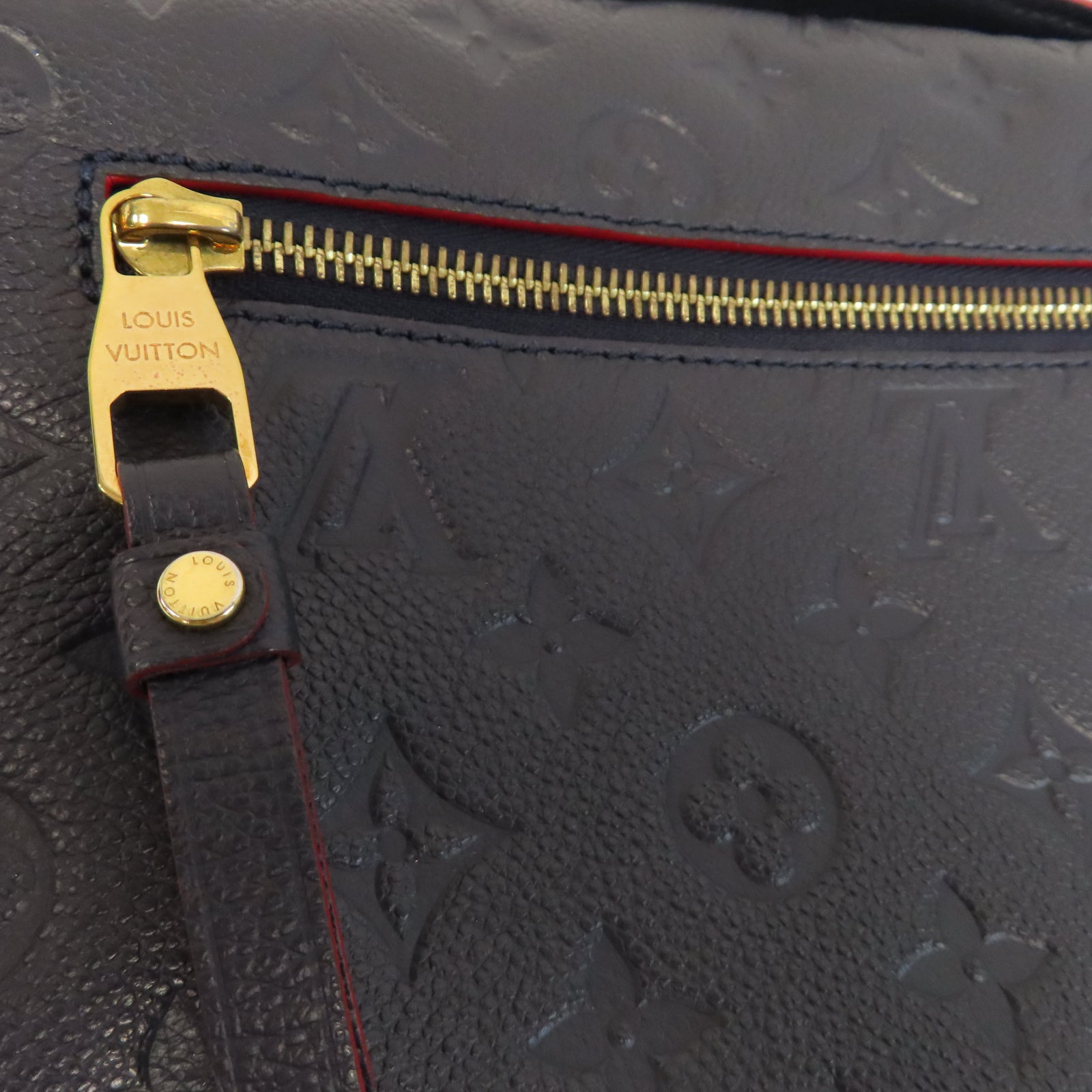 LOUIS VUITTON Monogram Empreinte Pochette Metis金扣手挽肩背兩用袋深藍色