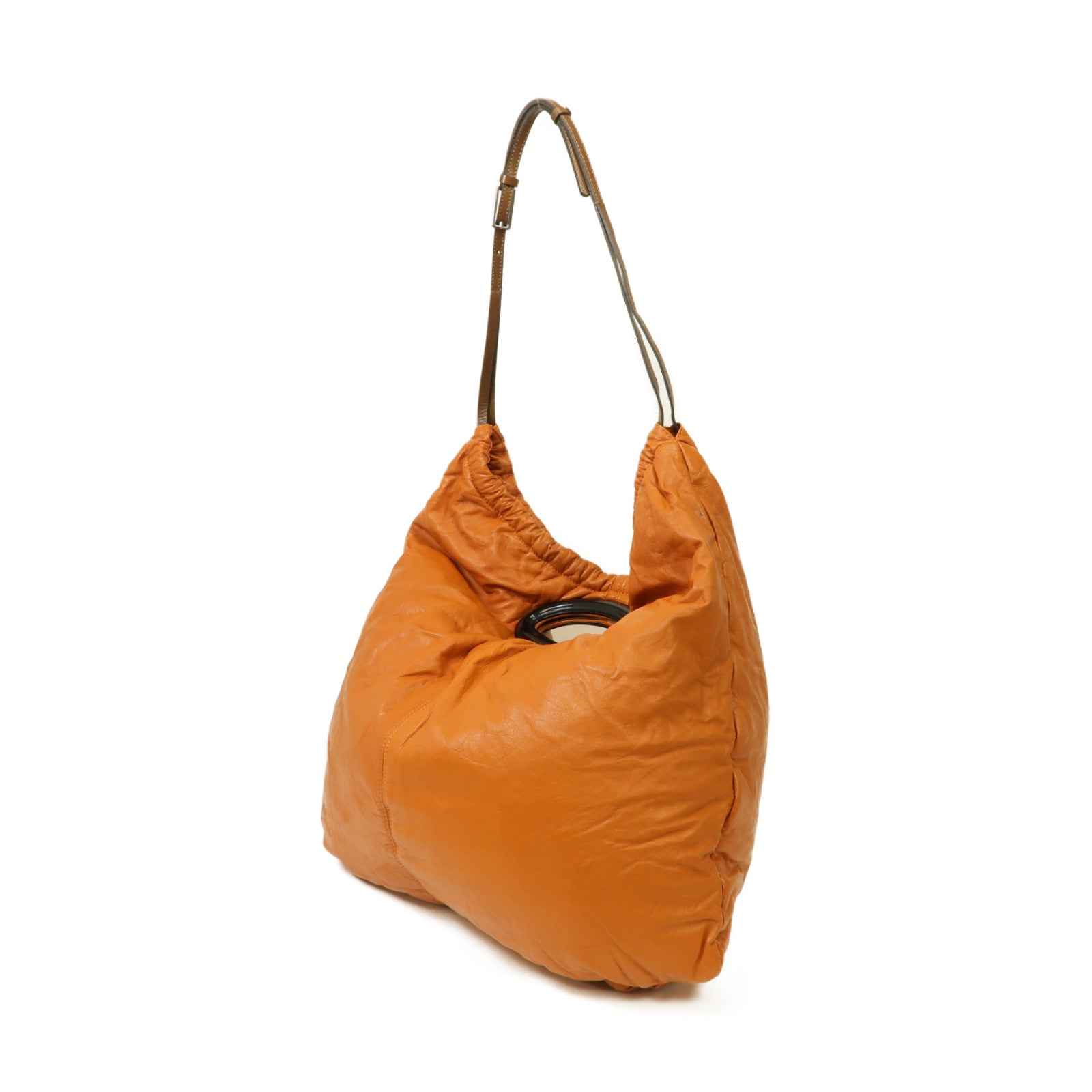 MARNI 皮革Marni Shoulder Bag銀扣肩背袋橙色