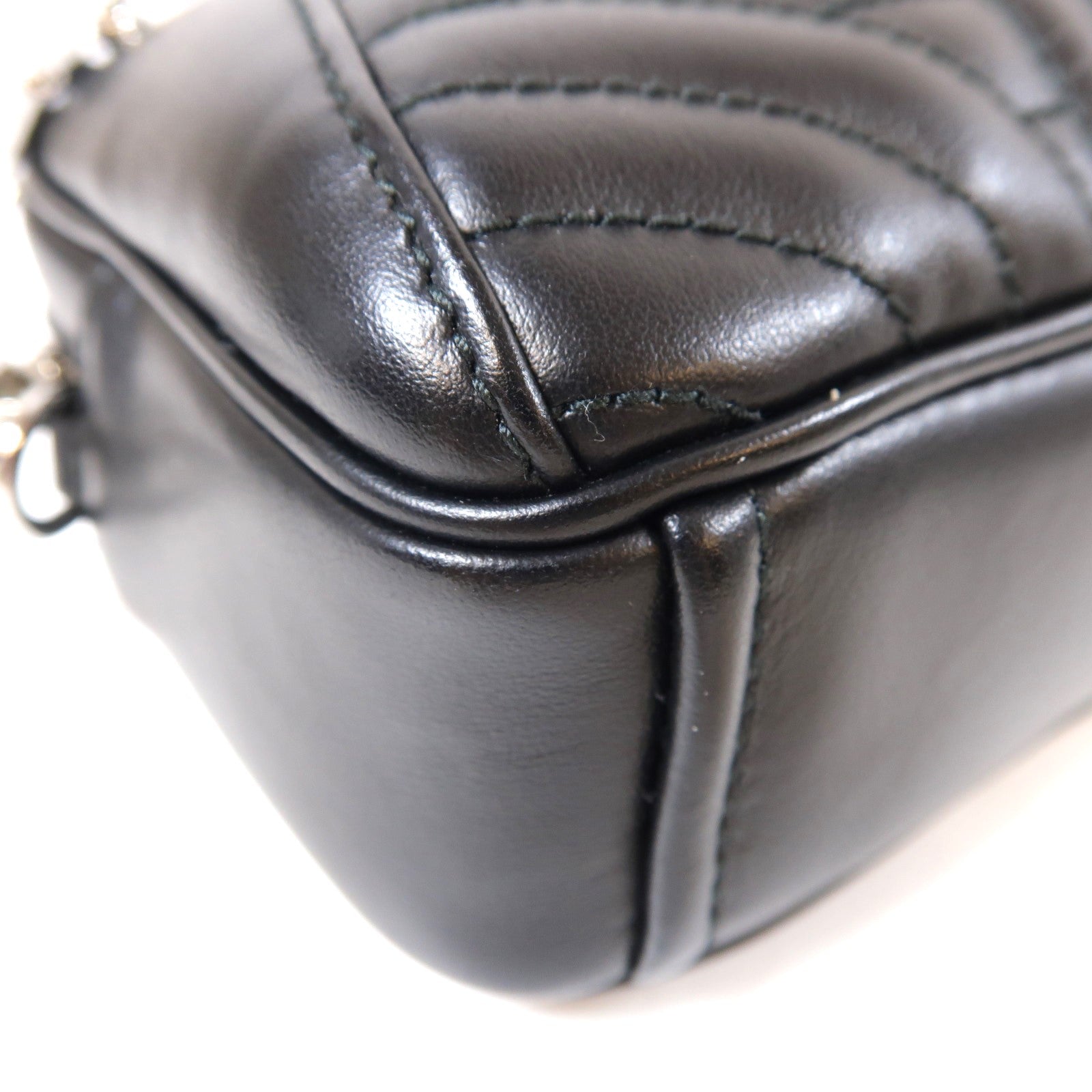 PRADA 牛皮皮革Shoulder Bag銀扣鏈帶肩背袋黑色