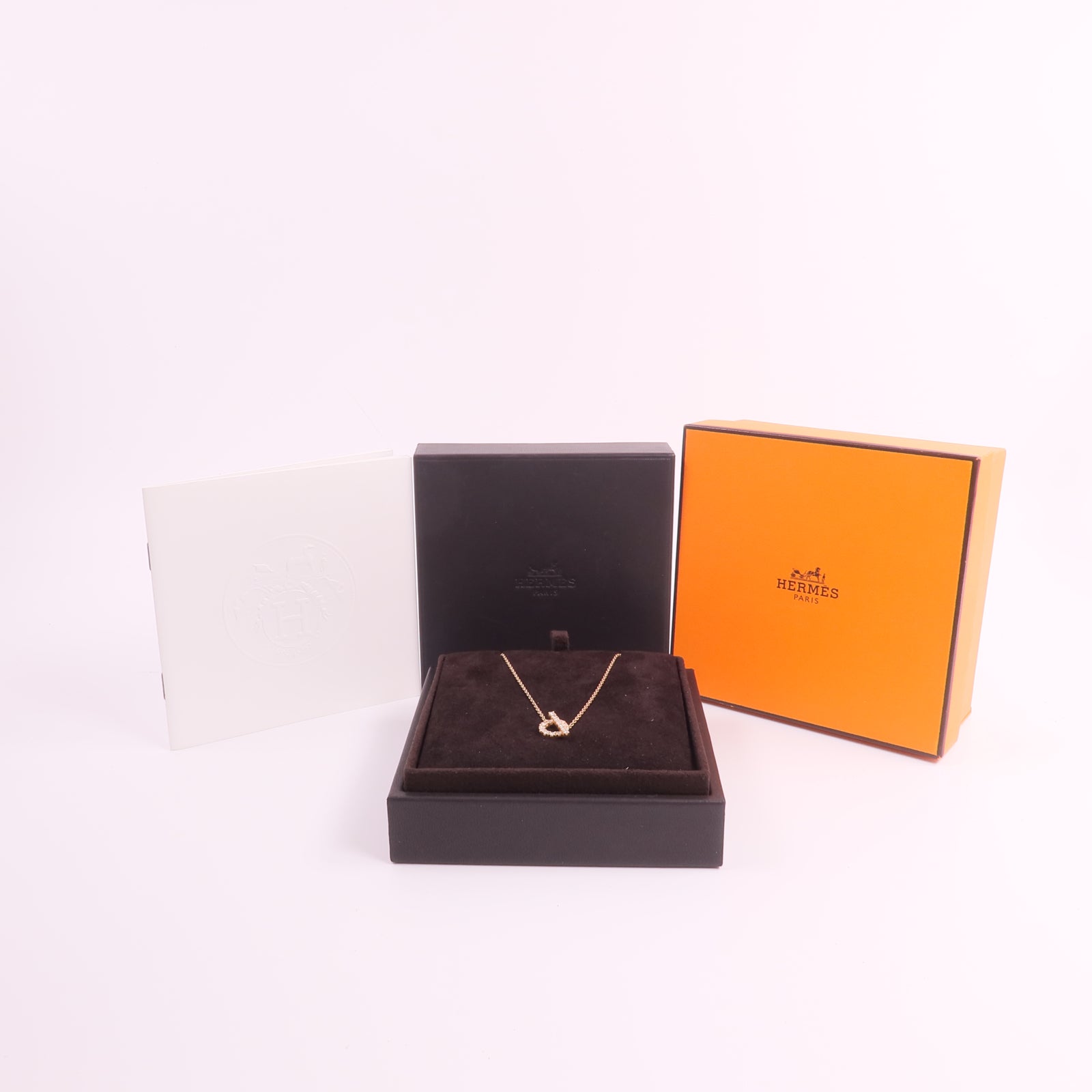 HERMES 18K玫瑰金Finesse Pendant鑽石項鍊