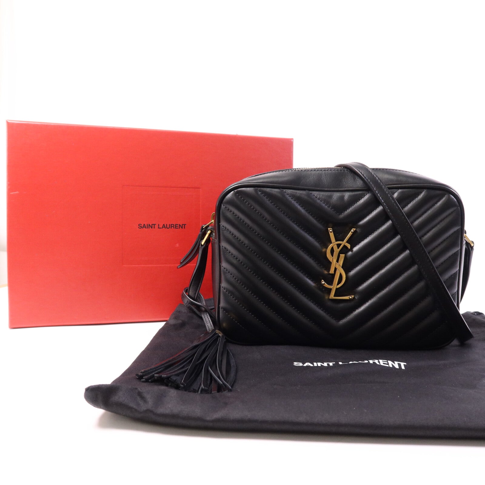 SAINT LAURENT 牛皮皮革Lou Camera Bag金扣肩背袋