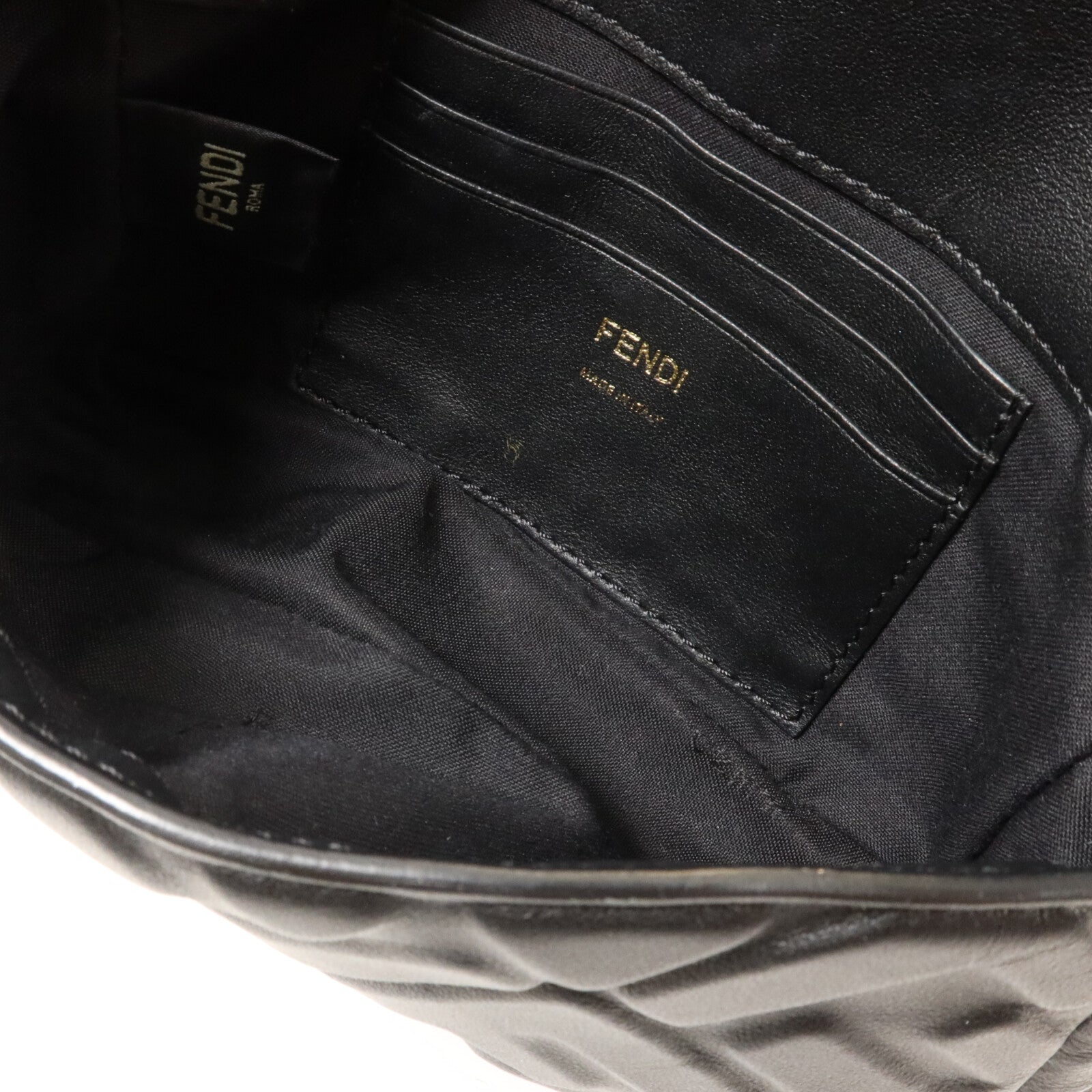 FENDI 牛皮皮革Baguette Mini鏈帶手挽肩背兩用袋