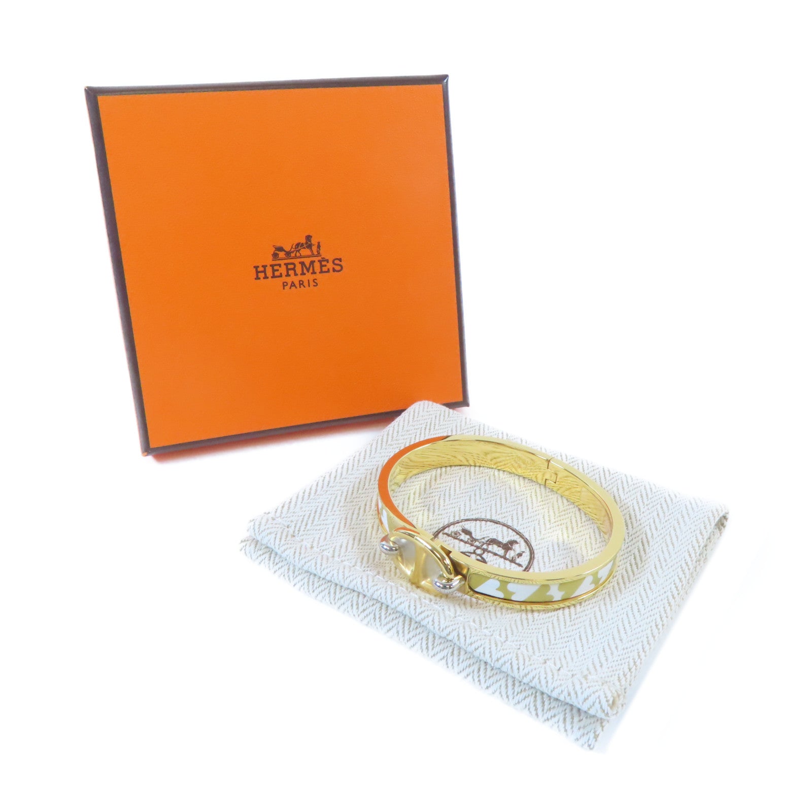 HERMES 【激減優惠】金屬Mini Clic Chaine D'Ancre Bracelet手鐲金色/白色