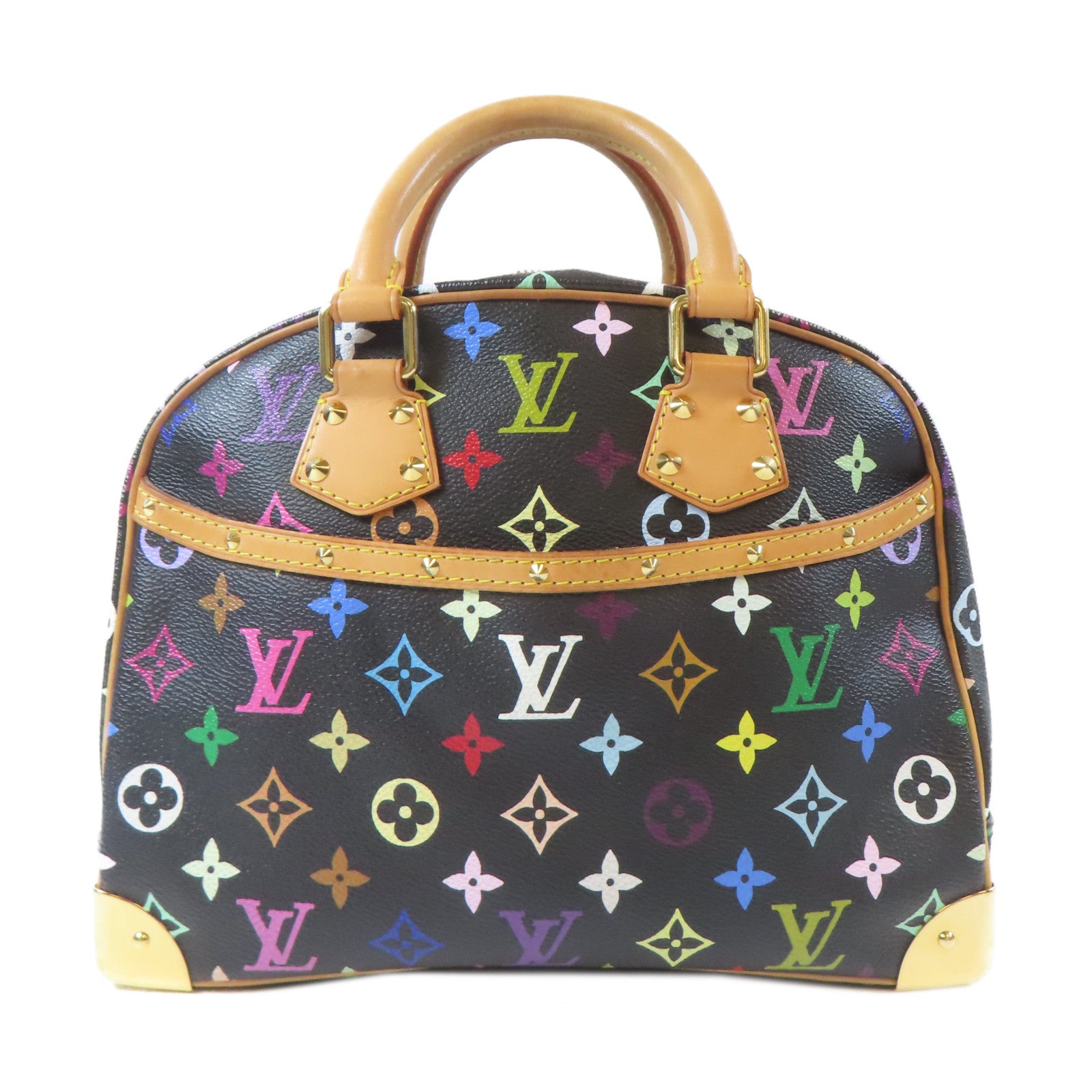 LOUIS VUITTON Monogram Multicolore Trouville金扣手挽袋黑色/彩色