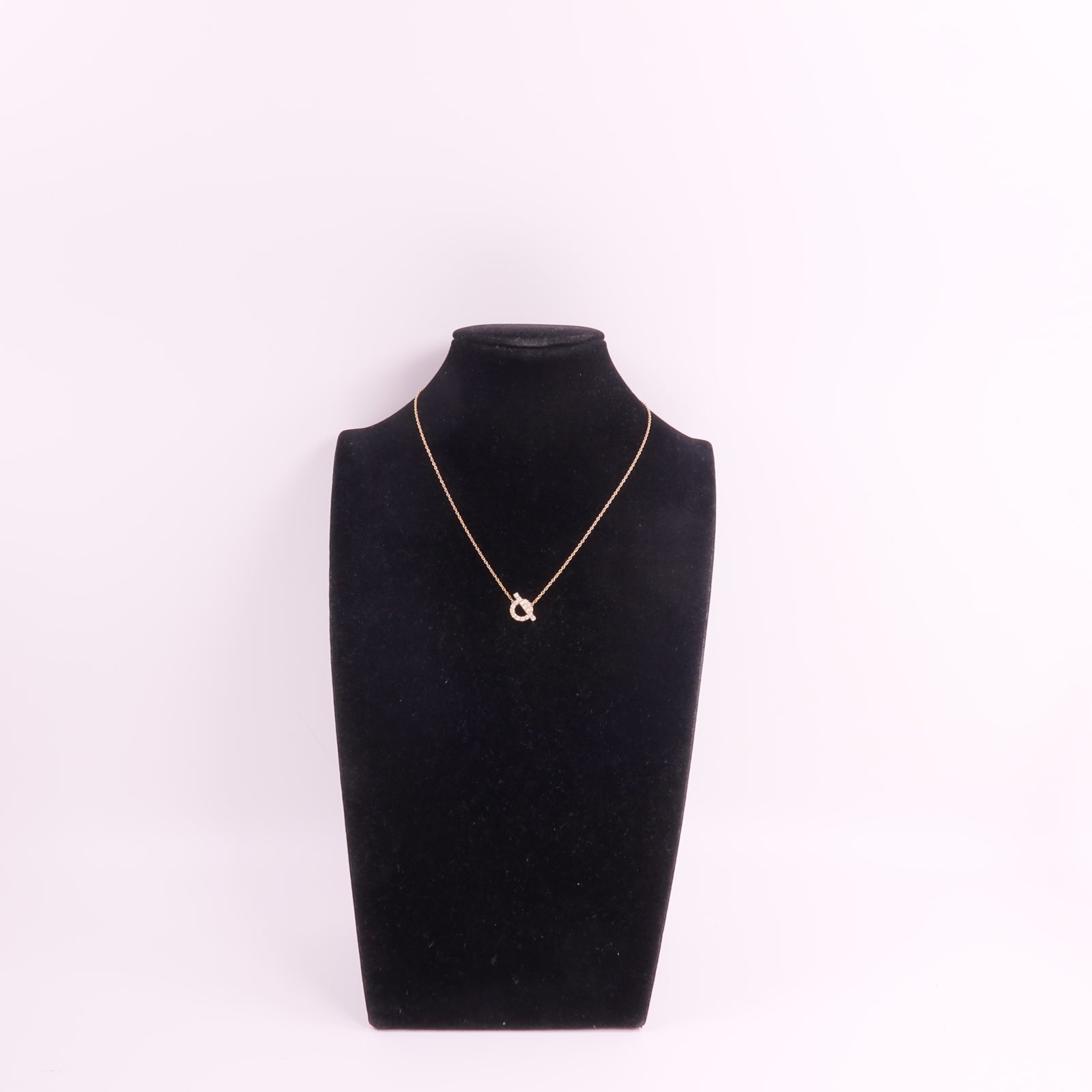 HERMES 18K玫瑰金Finesse Pendant鑽石項鍊