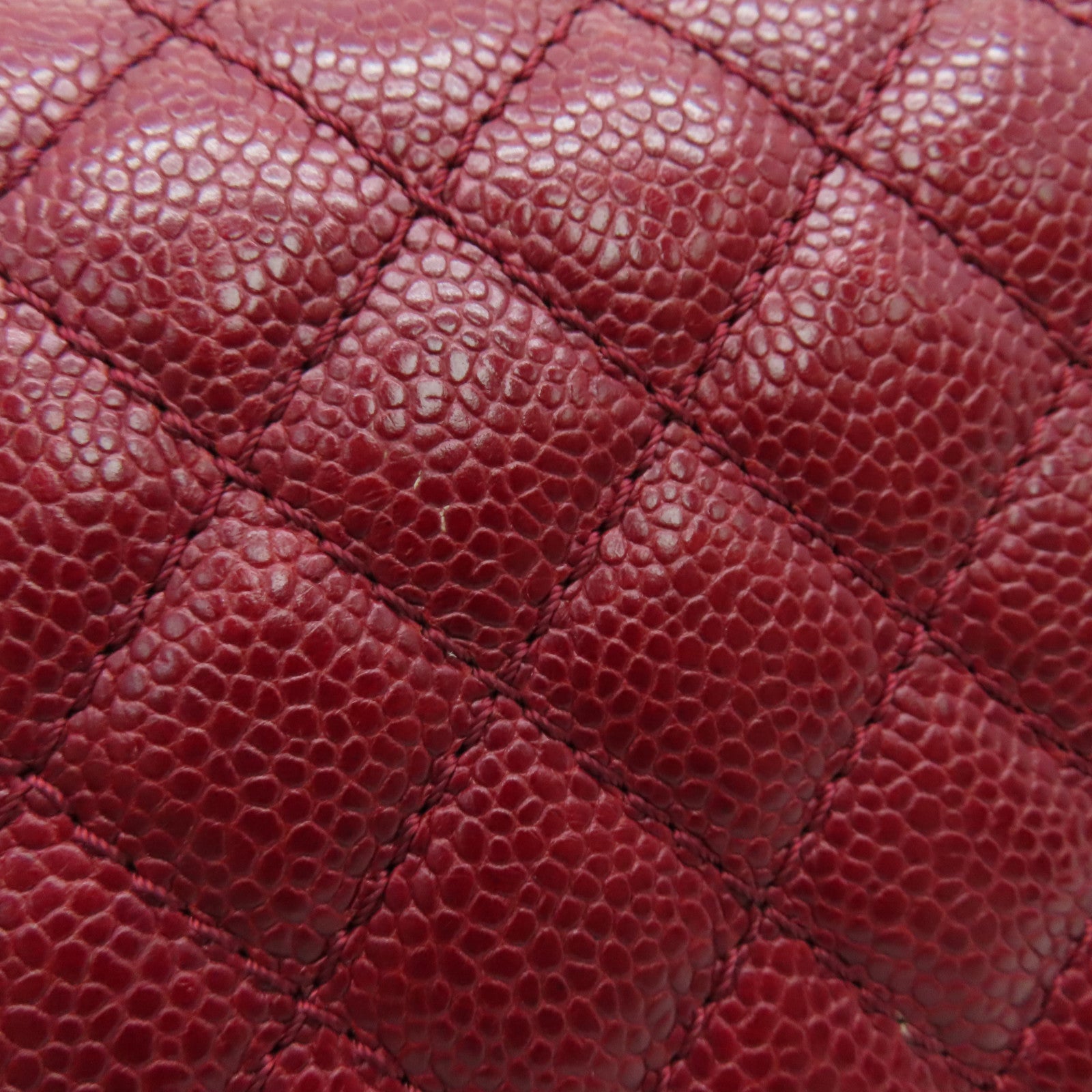 CHANEL 【激減優惠】菱格Caviar皮革Chain Shoulder鏈帶肩背袋銀扣紅色