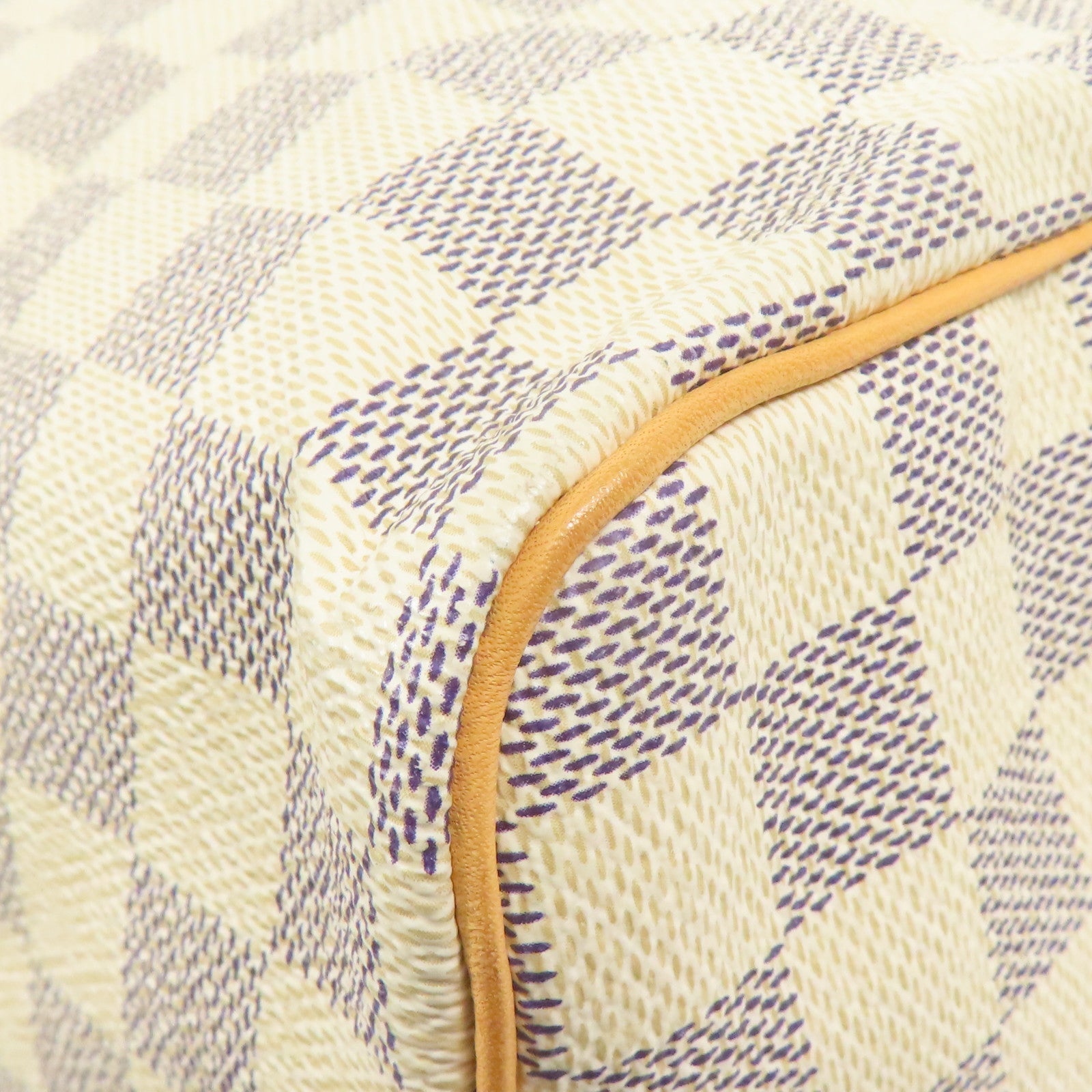 LOUIS VUITTON Damier Azur Speedy 25金扣手挽袋白色