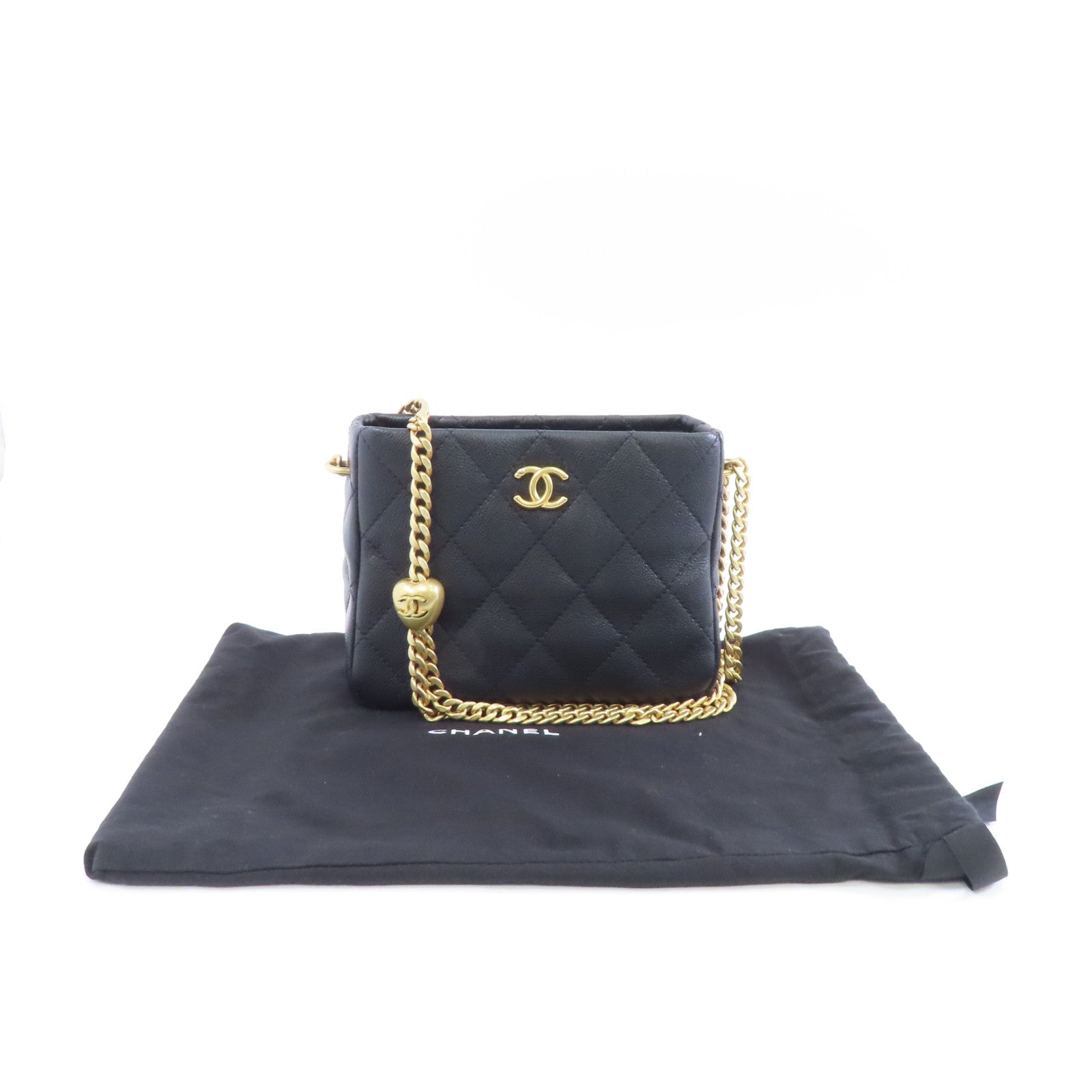 CHANEL 【激減優惠】菱格Caviar皮革Chain Shoulder Bag金扣鏈帶肩背袋黑色